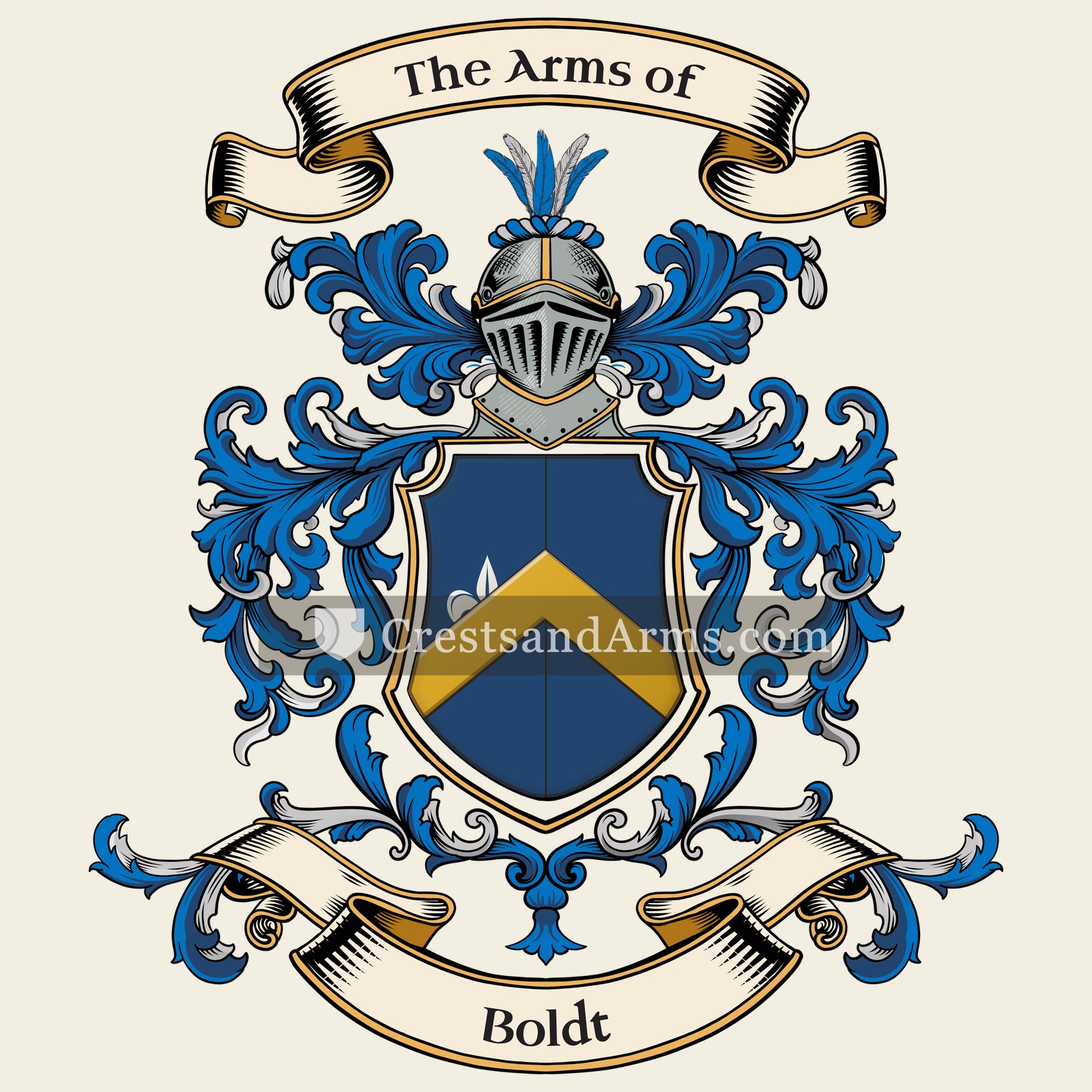 The Boldt coat of arms, drawn from the recorded blazon