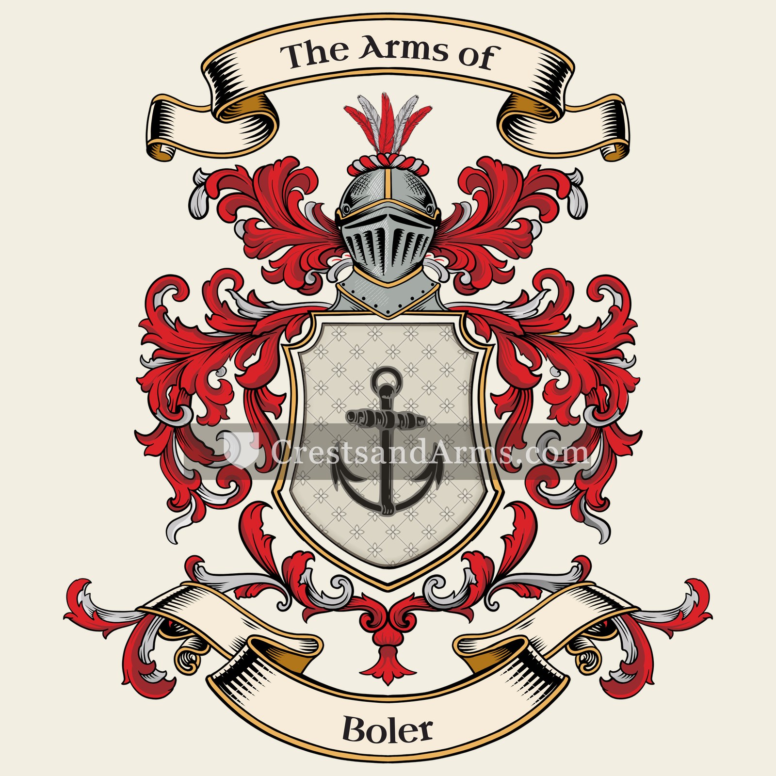 The Boler coat of arms, drawn from the recorded blazon