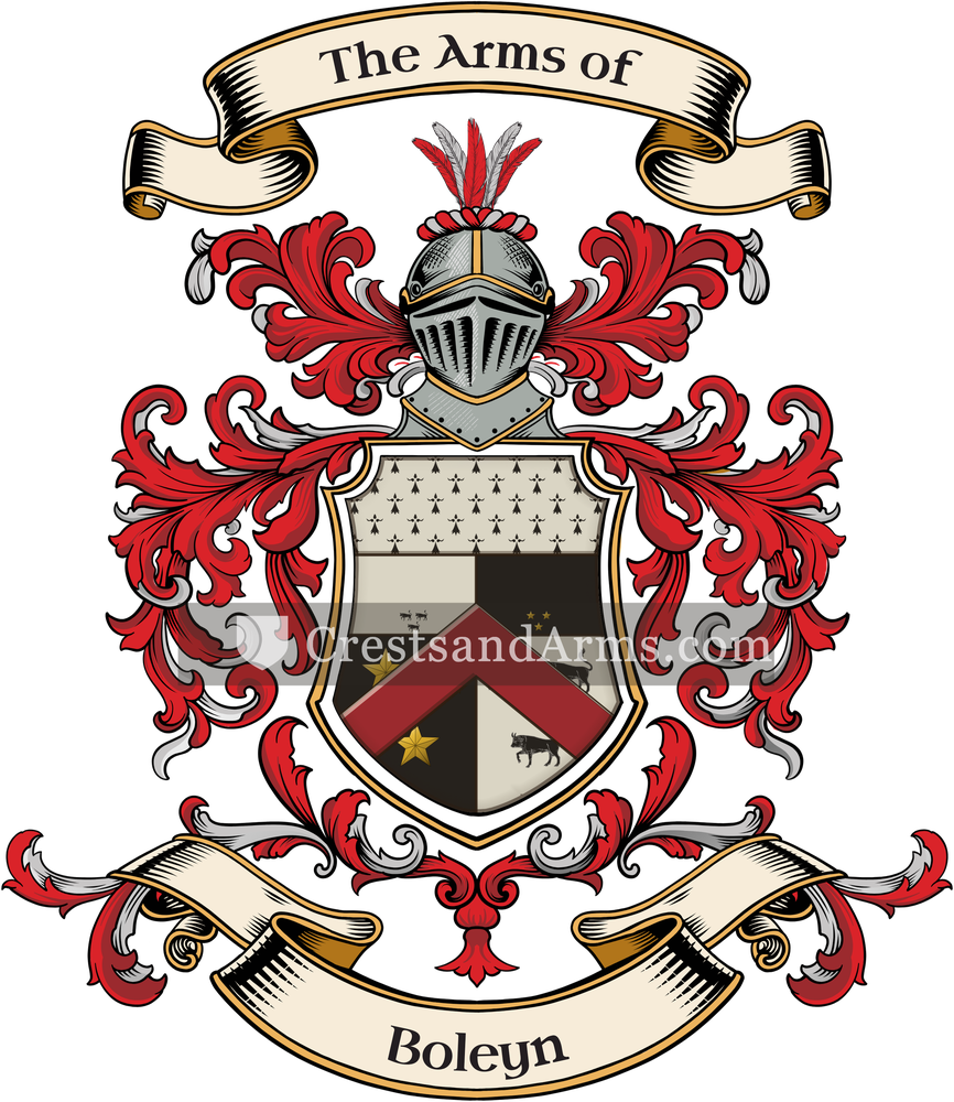 The Boleyn coat of arms, drawn from the recorded blazon