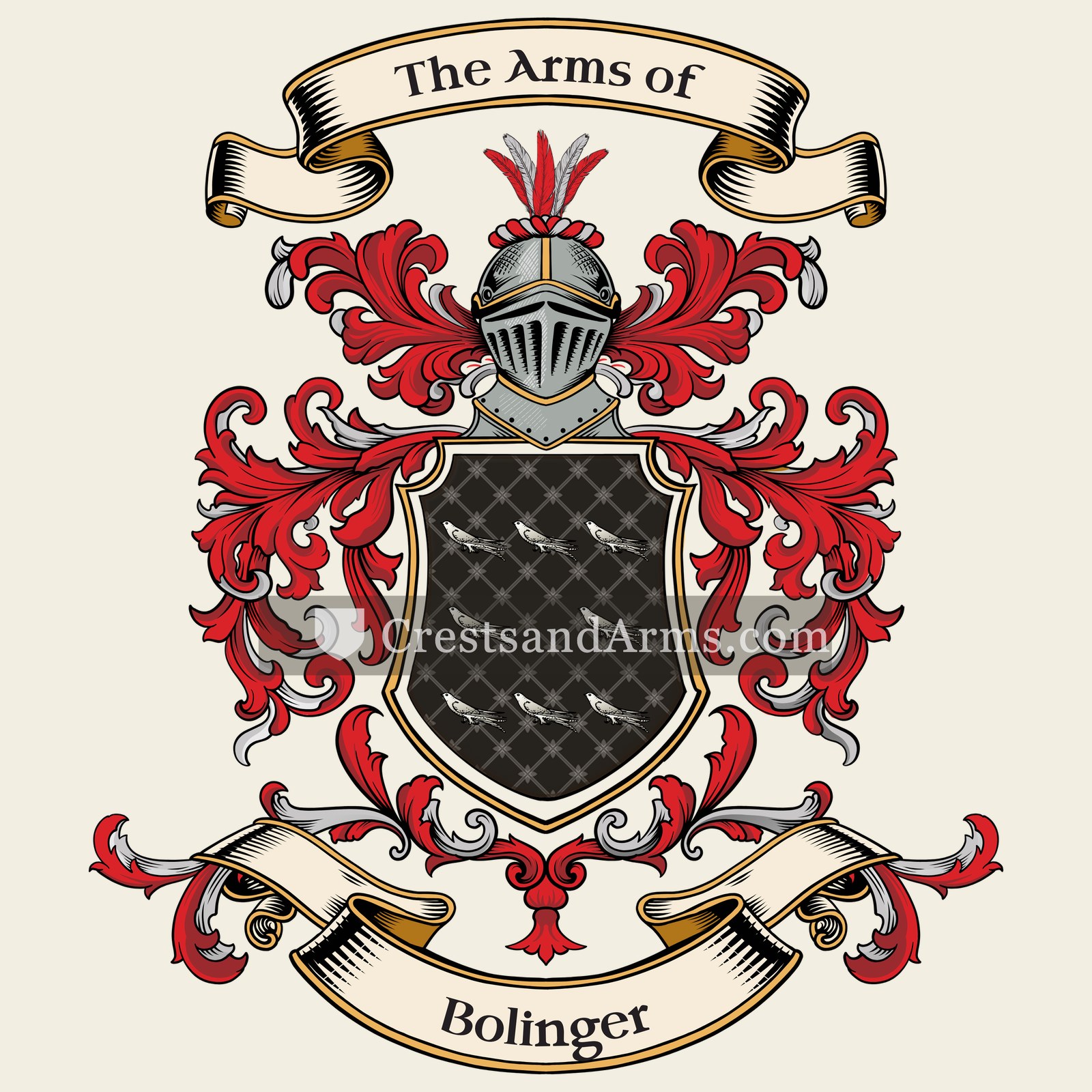 The Bolinger coat of arms, drawn from the recorded blazon