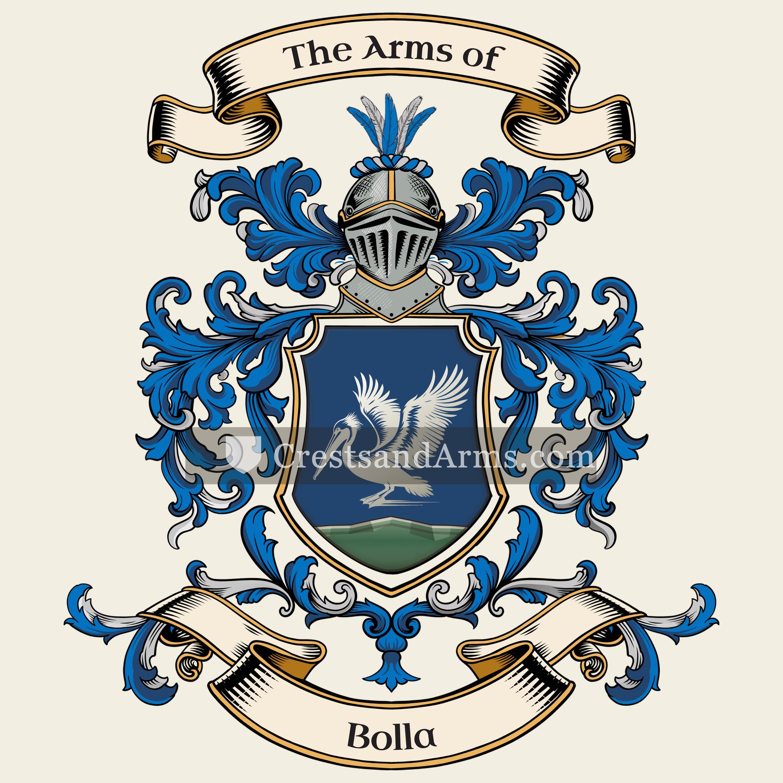 The Bolla coat of arms, drawn from the recorded blazon