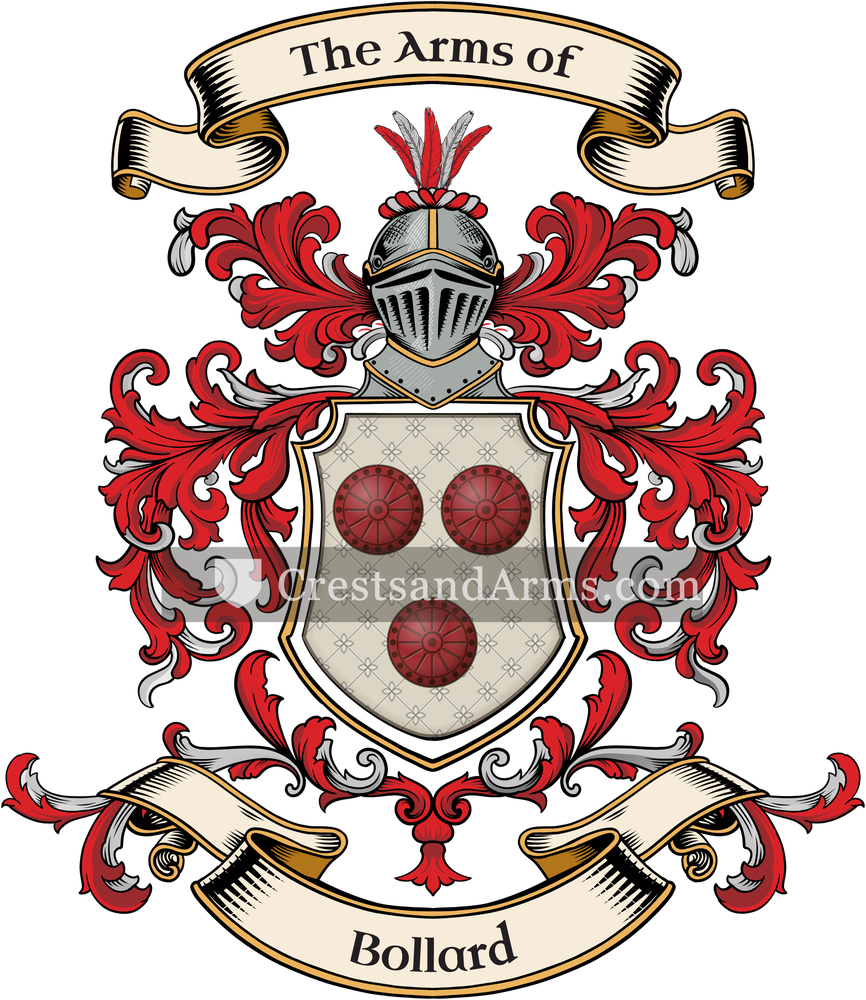 The Bollard coat of arms, drawn from the recorded blazon