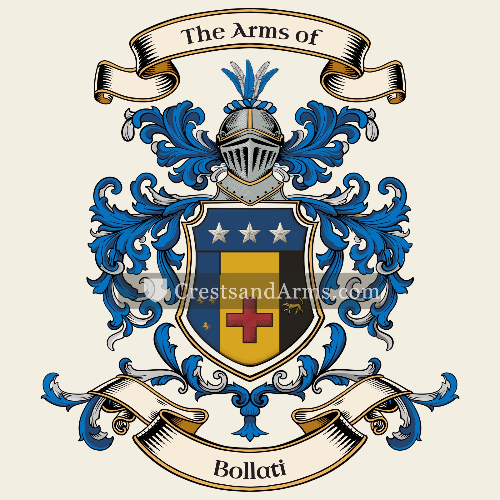 The Bollati coat of arms, drawn from the recorded blazon
