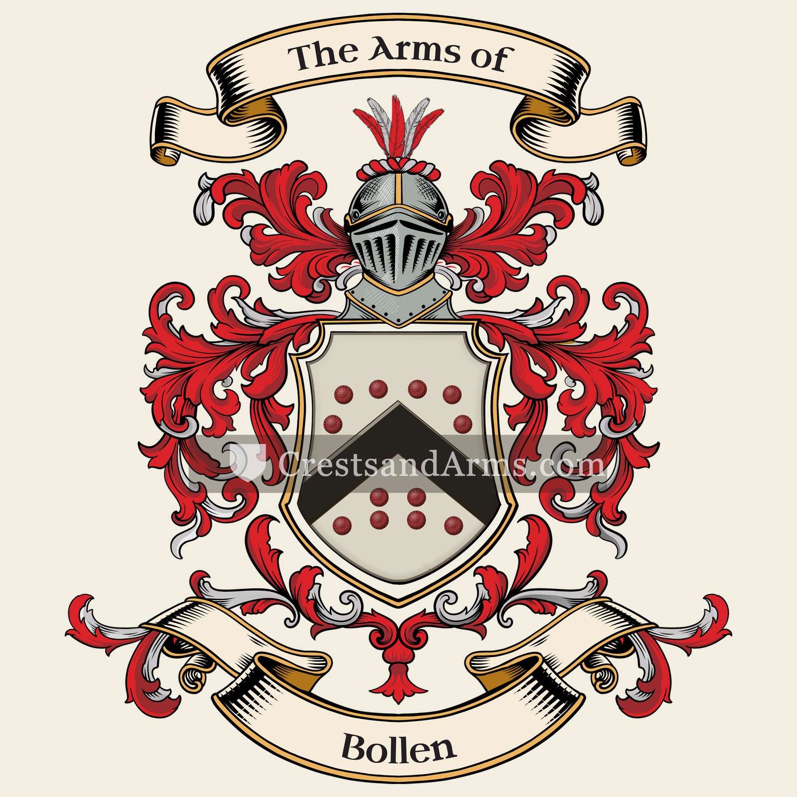 The Bollen coat of arms, drawn from the recorded blazon