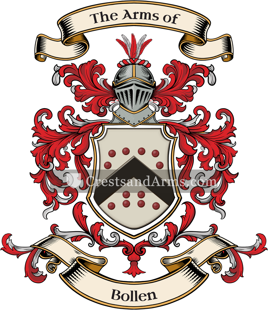 The Bollen coat of arms, drawn from the recorded blazon