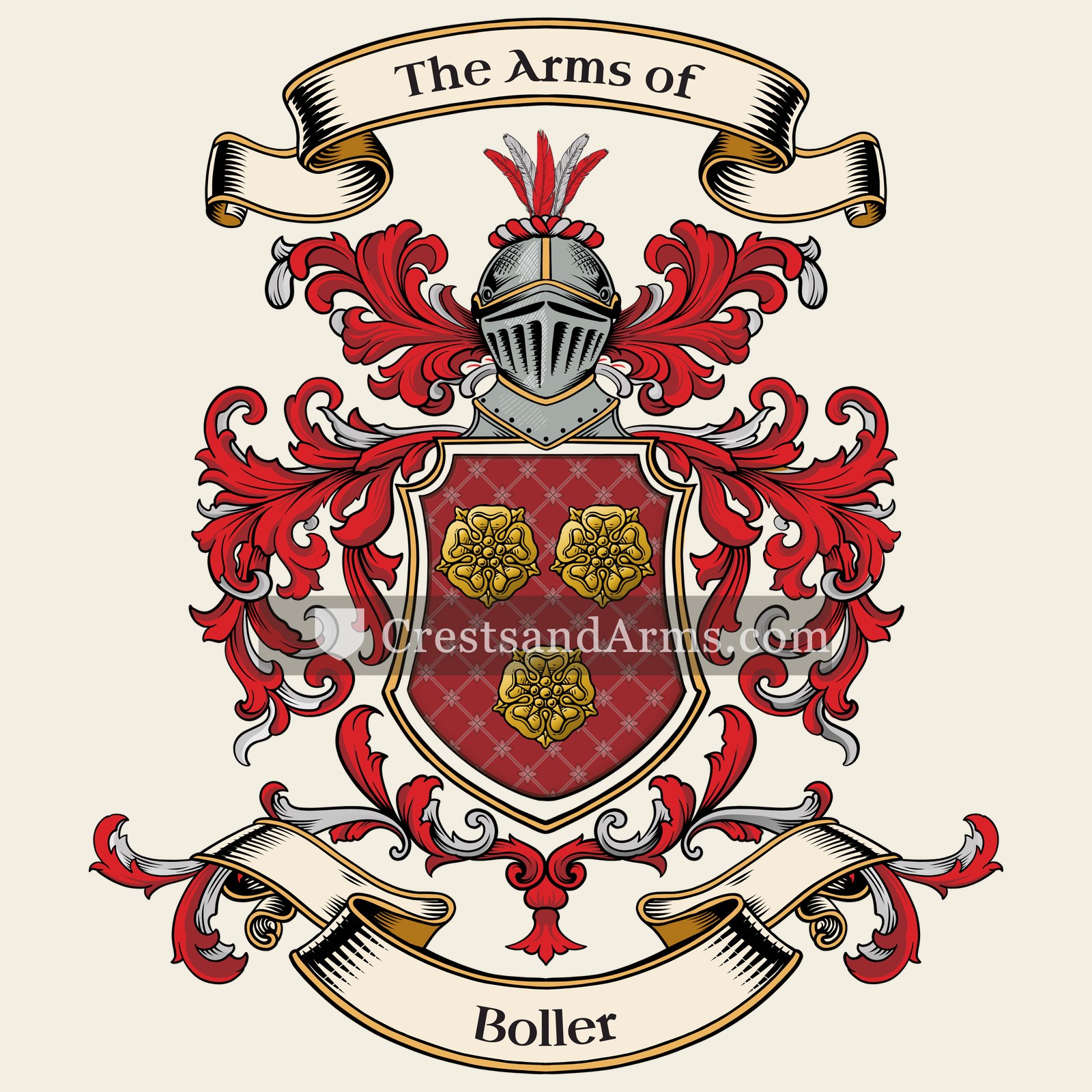The Boller coat of arms, drawn from the recorded blazon