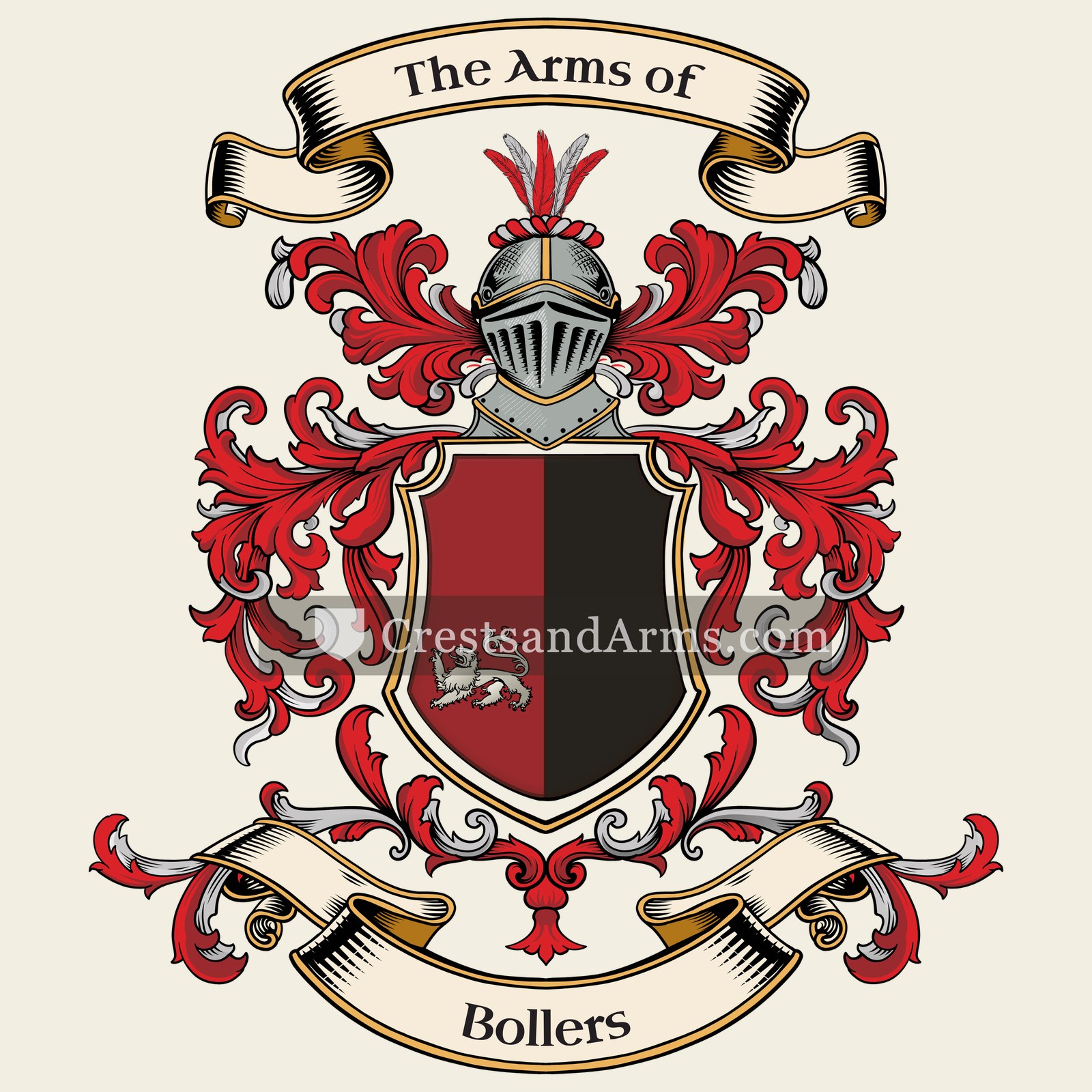 The Bollers coat of arms, drawn from the recorded blazon