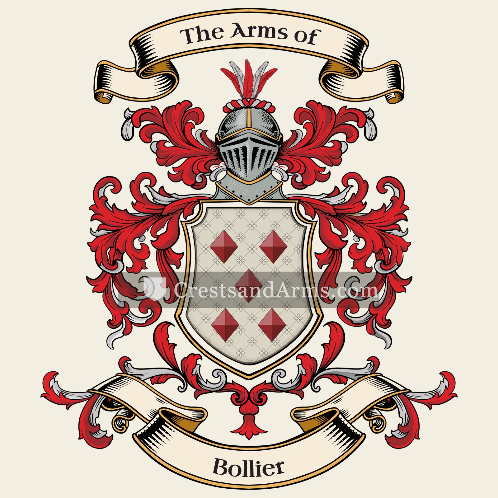 The Bollier coat of arms, drawn from the recorded blazon