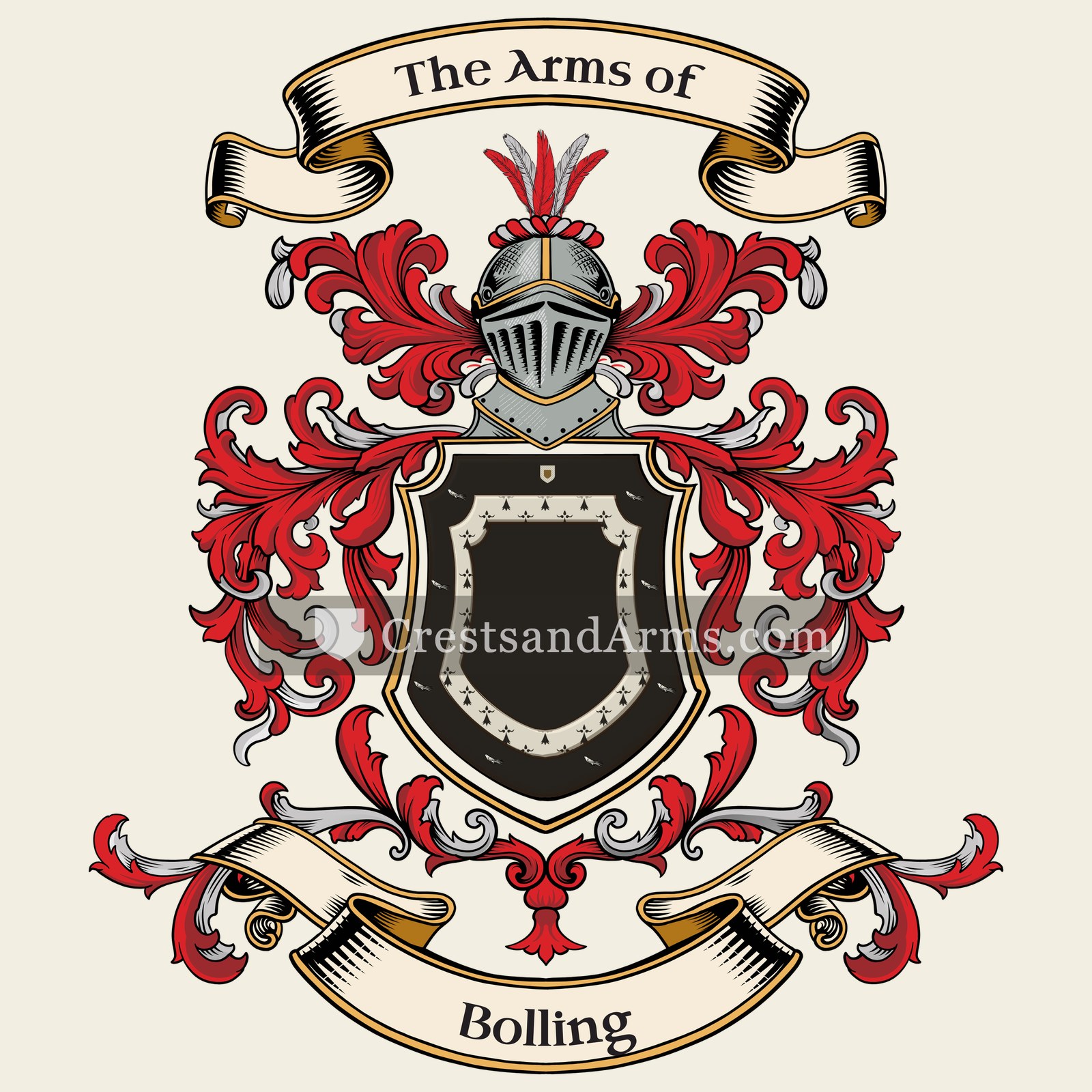 The Bolling coat of arms, drawn from the recorded blazon