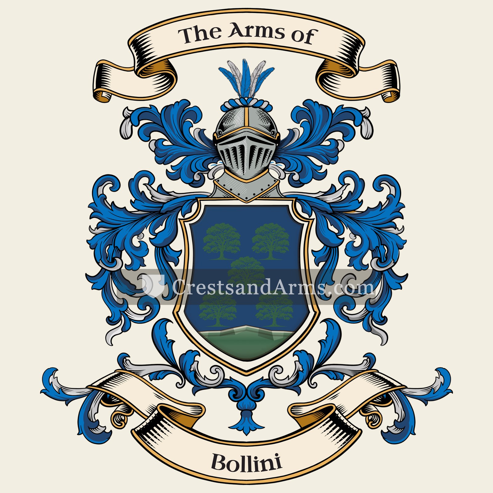 The Bollini coat of arms, drawn from the recorded blazon