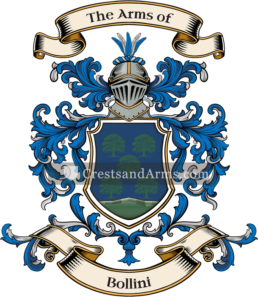 The Bollini coat of arms, drawn from the recorded blazon