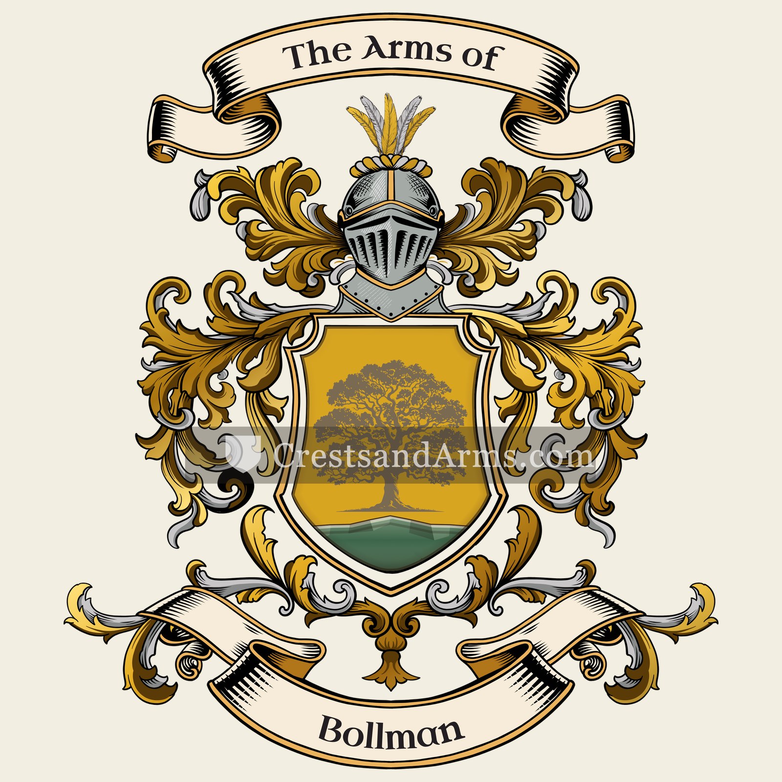 The Bollman coat of arms, drawn from the recorded blazon