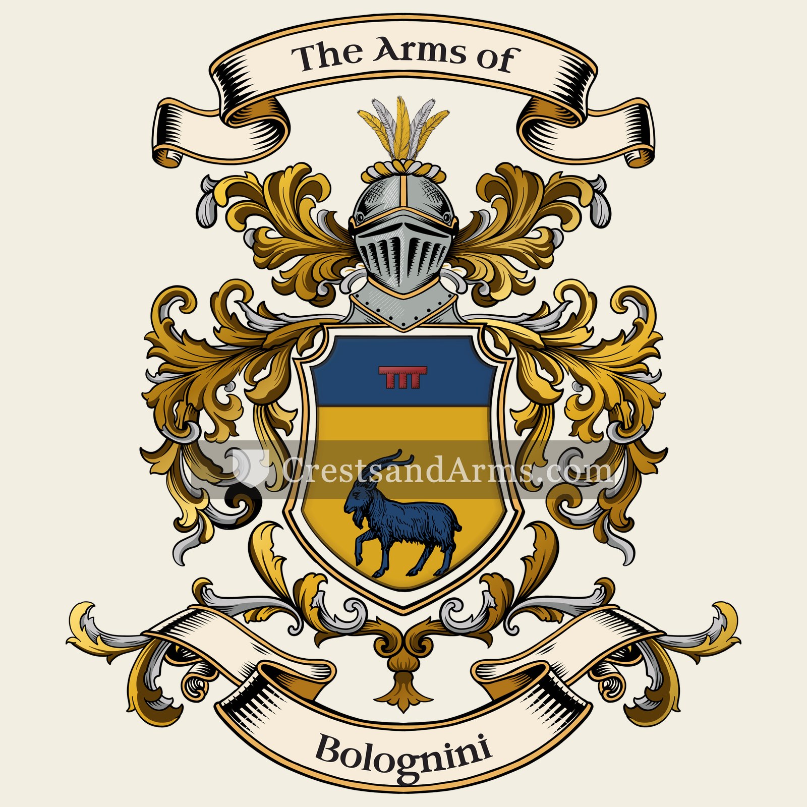 The Bolognini coat of arms, drawn from the recorded blazon