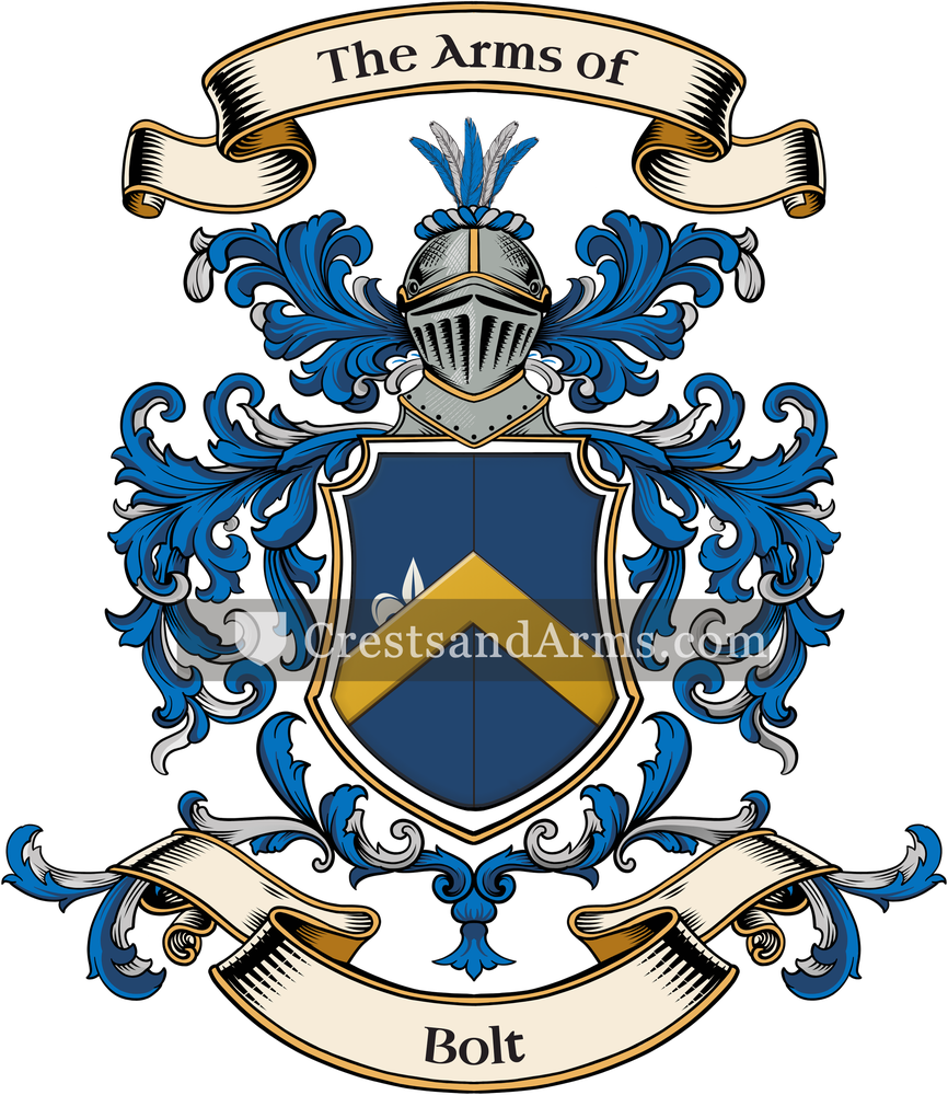 The Bolt coat of arms, drawn from the recorded blazon