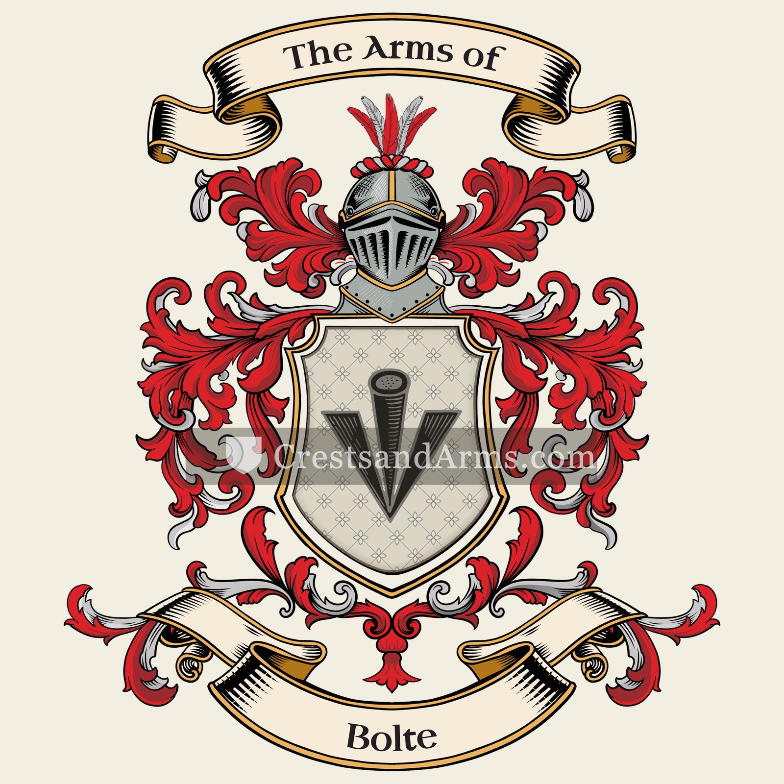 The Bolte coat of arms, drawn from the recorded blazon