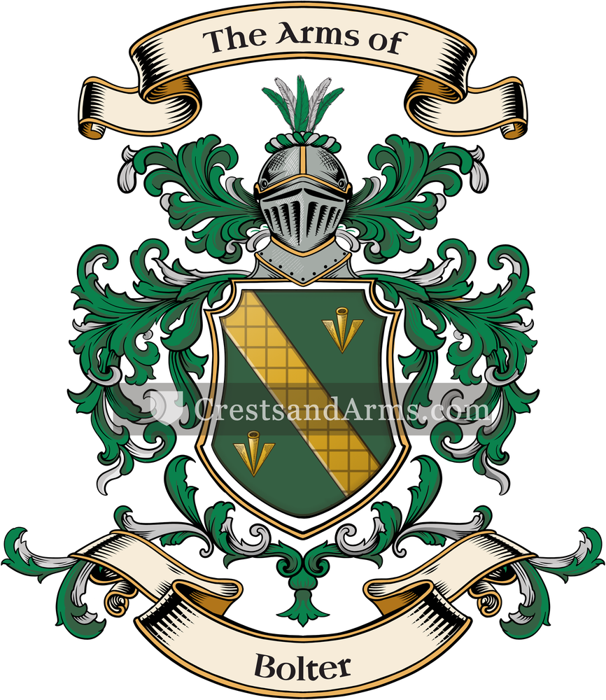 The Bolter coat of arms, drawn from the recorded blazon