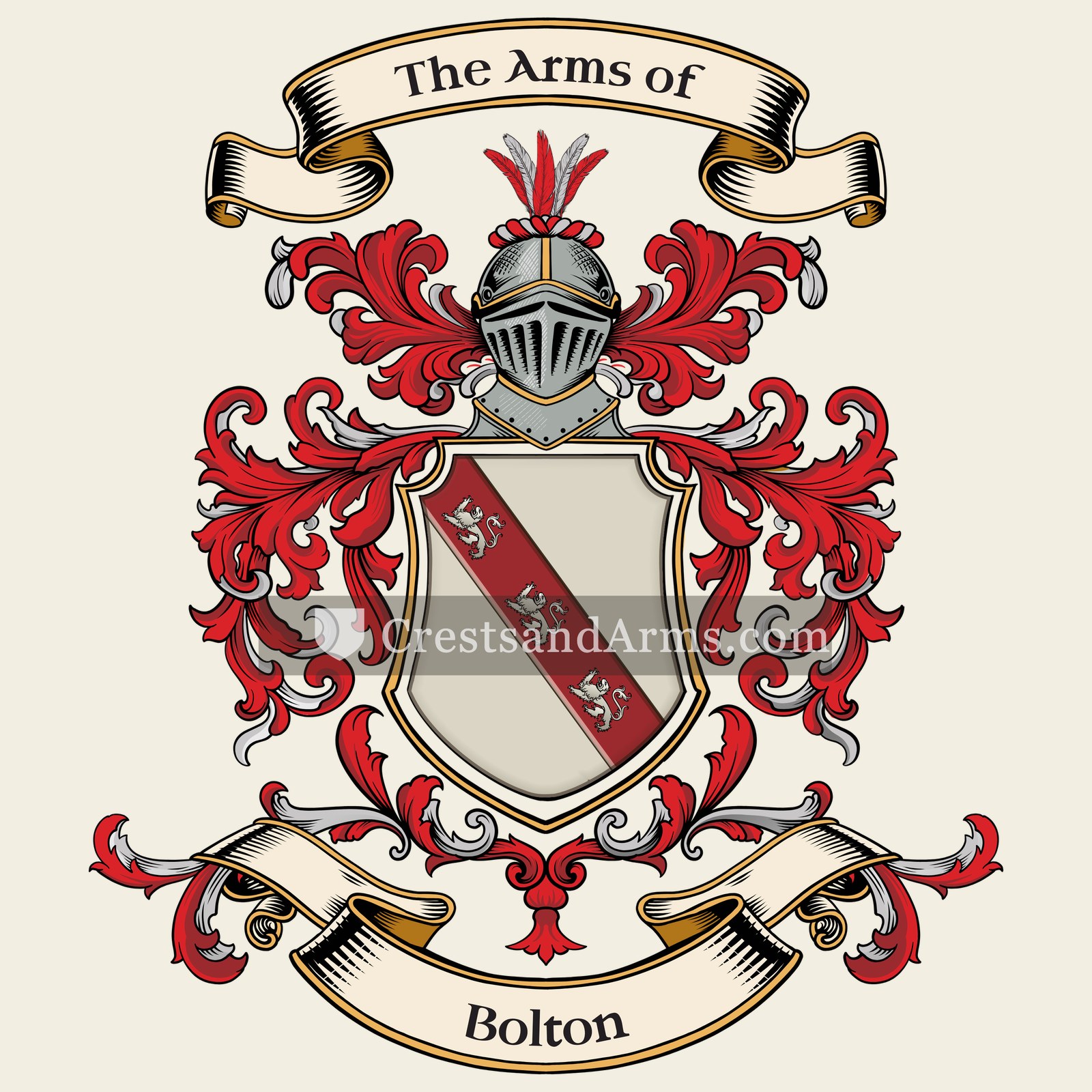 The Bolton coat of arms, drawn from the recorded blazon
