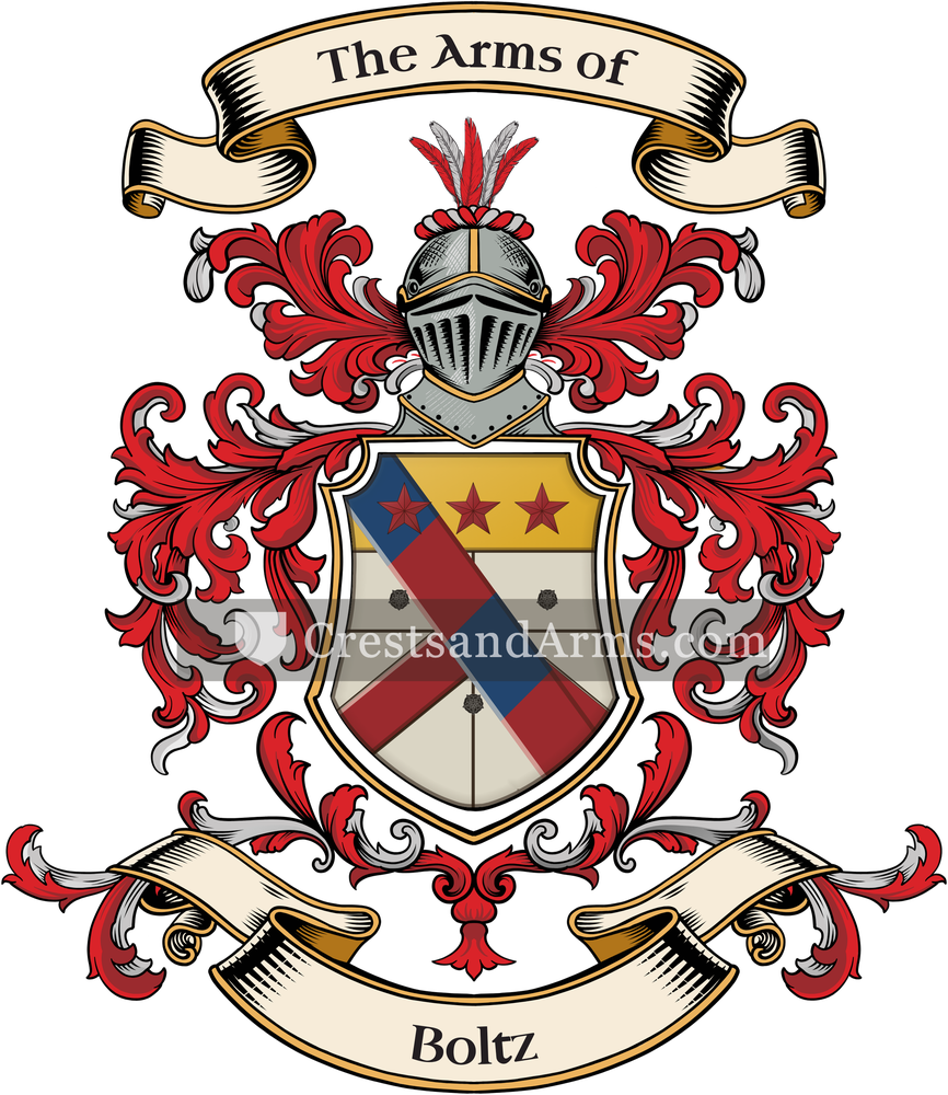 The Boltz coat of arms, drawn from the recorded blazon