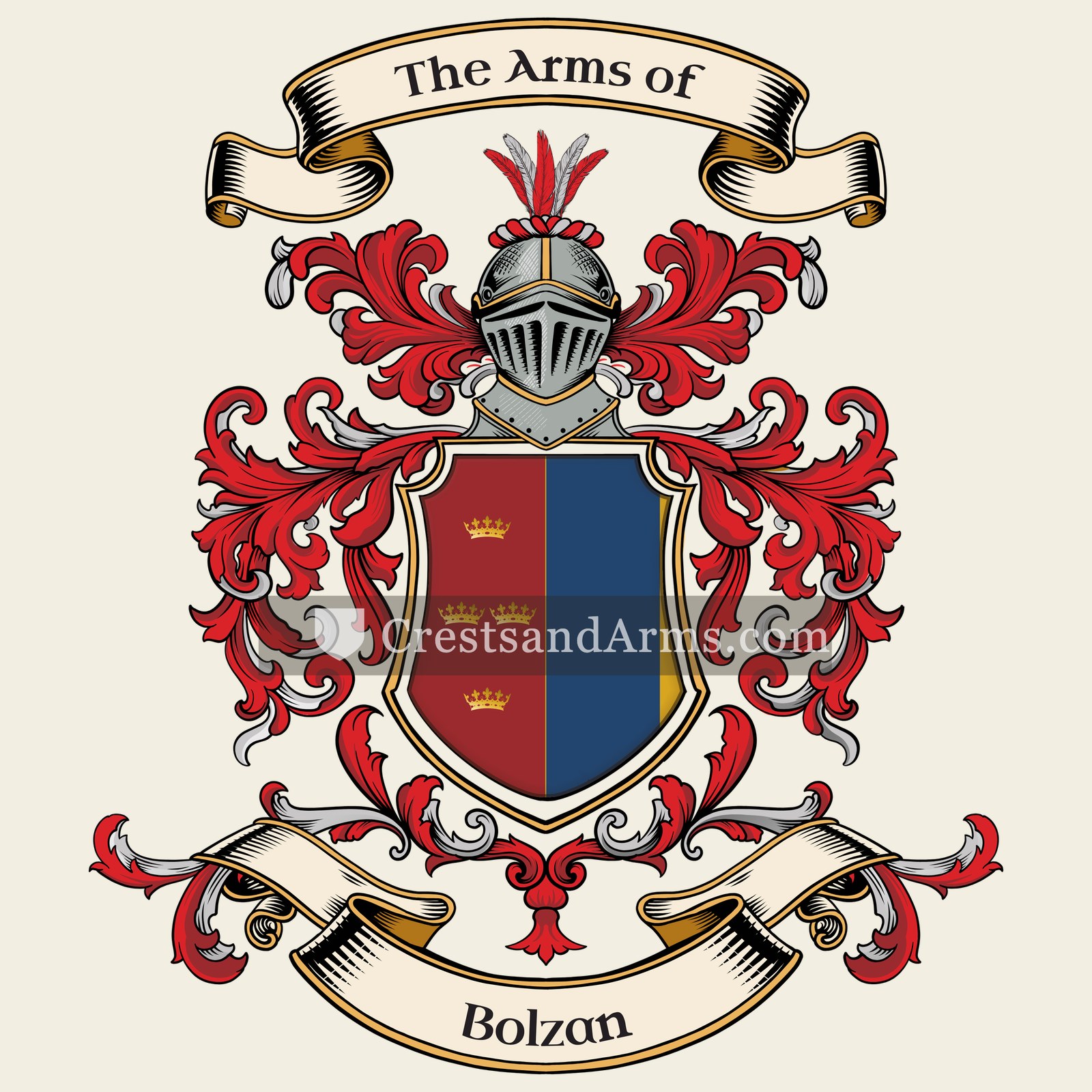 The Bolzan coat of arms, drawn from the recorded blazon