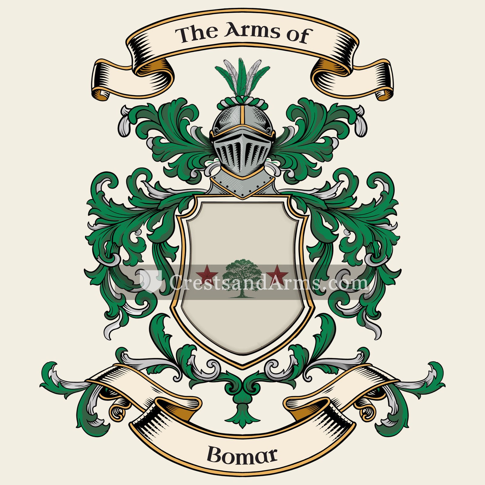 The Bomar coat of arms, drawn from the recorded blazon