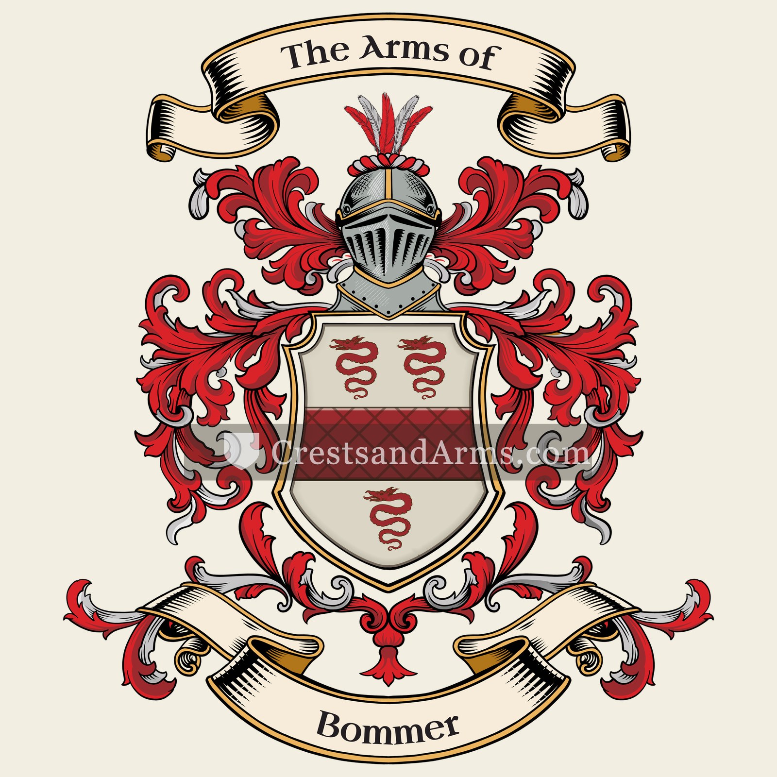 The Bommer coat of arms, drawn from the recorded blazon