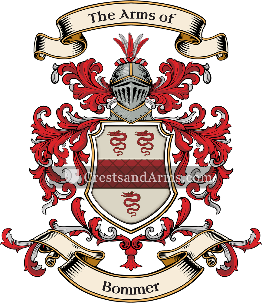 The Bommer coat of arms, drawn from the recorded blazon