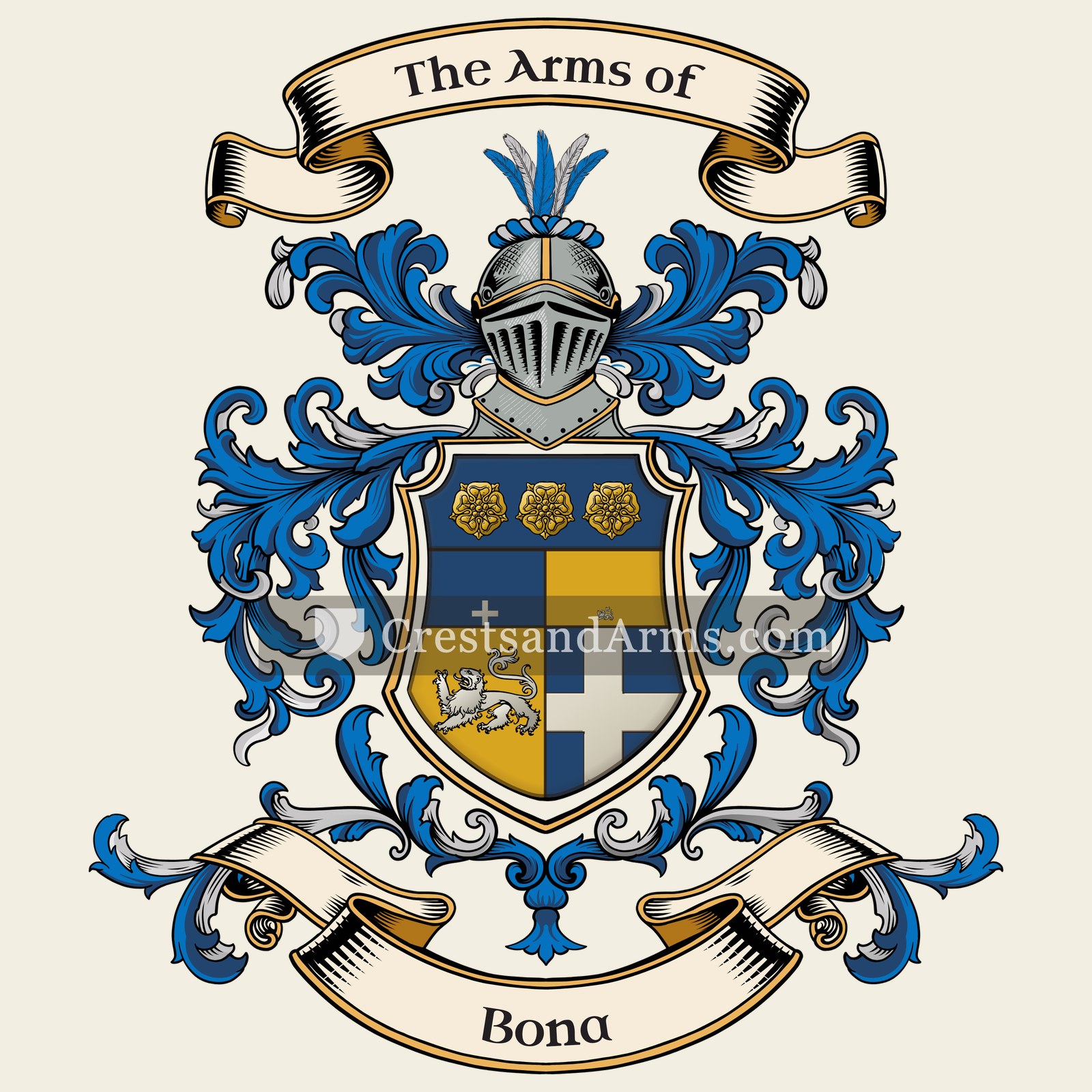 The Bona coat of arms, drawn from the recorded blazon