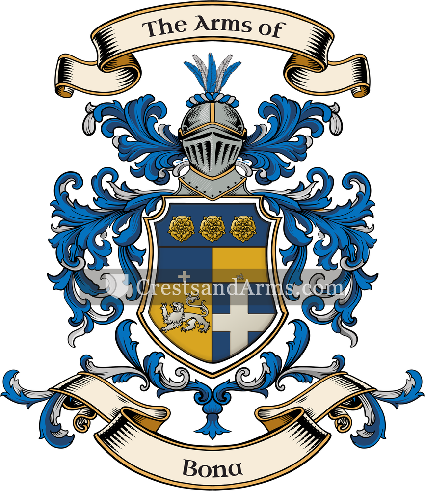 The Bona coat of arms, drawn from the recorded blazon