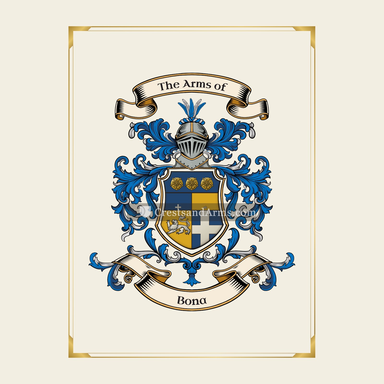 With gold border