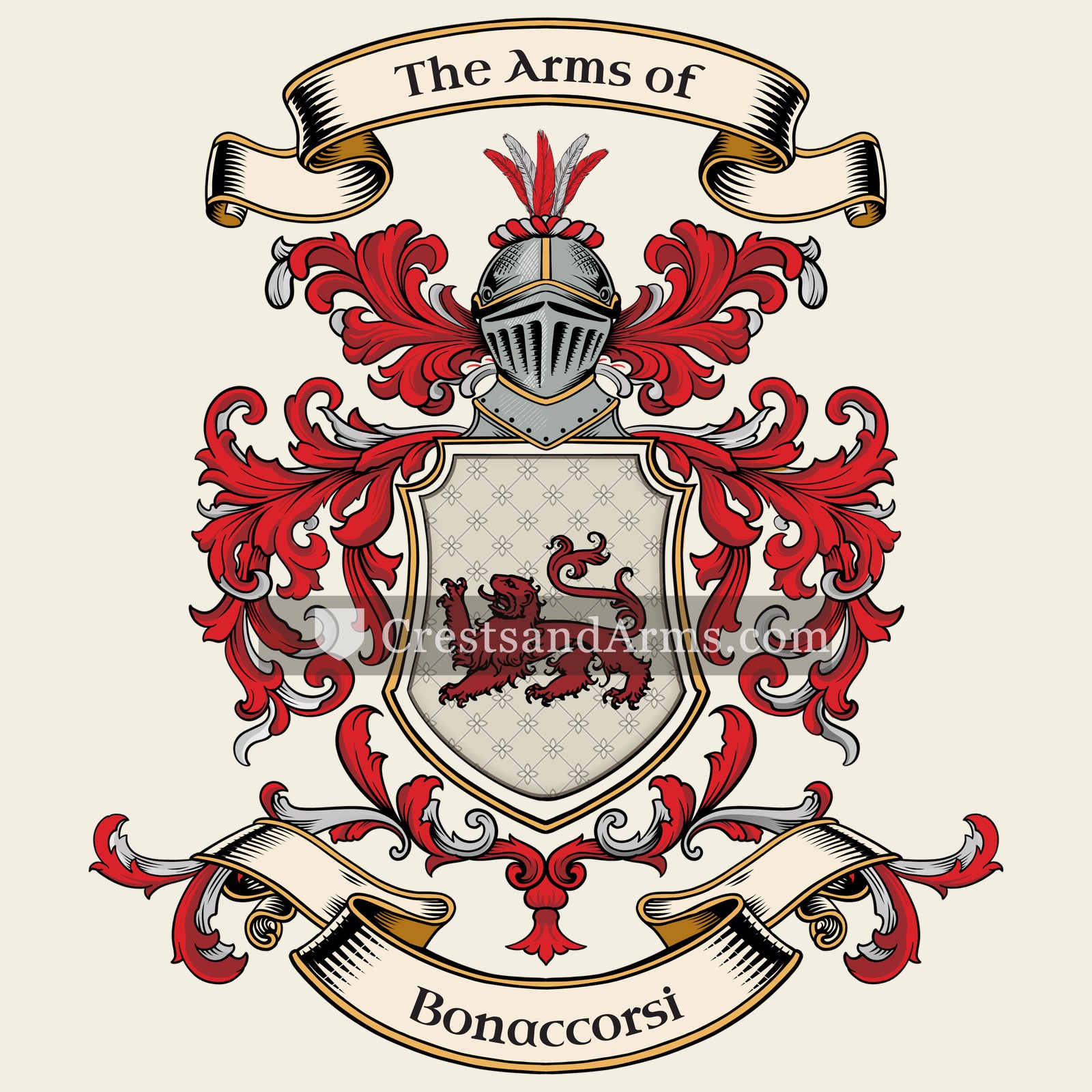 The Bonaccorsi coat of arms, drawn from the recorded blazon