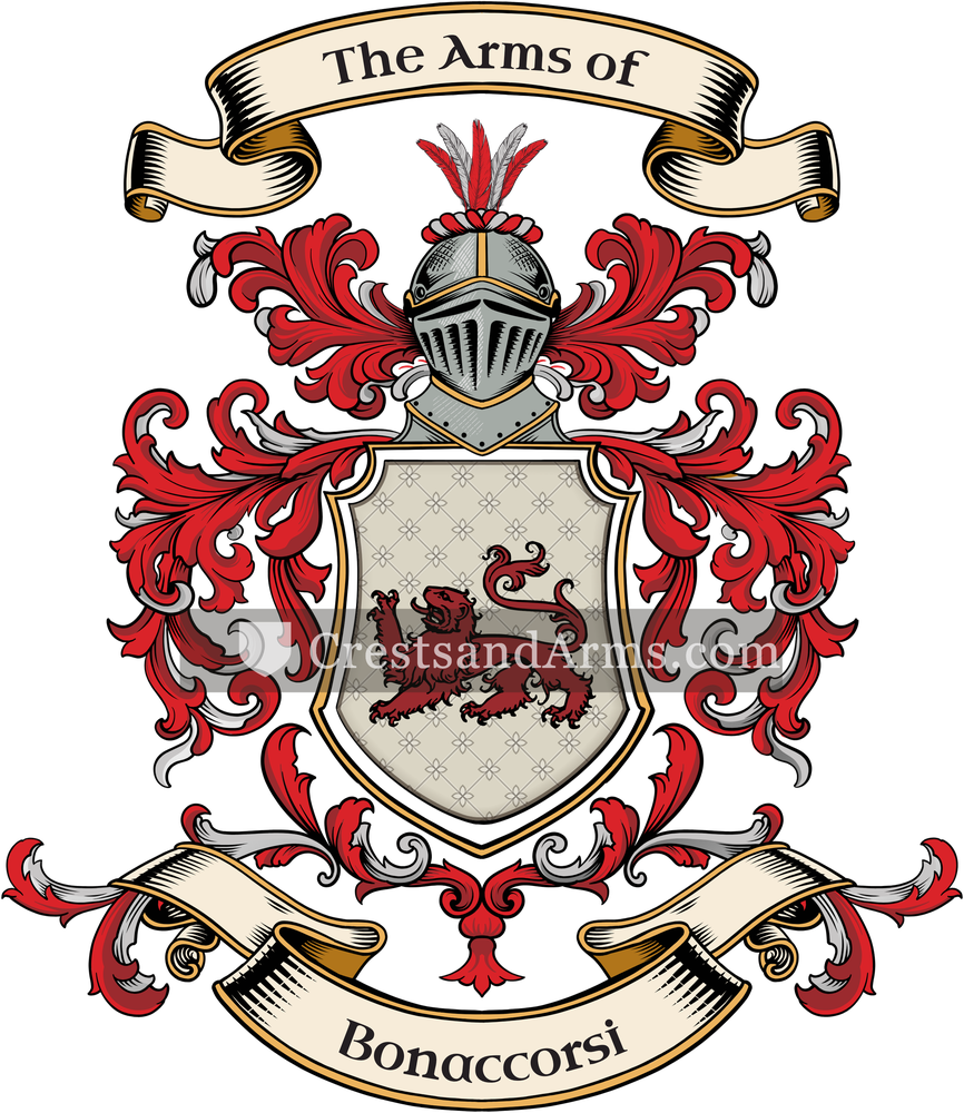 The Bonaccorsi coat of arms, drawn from the recorded blazon