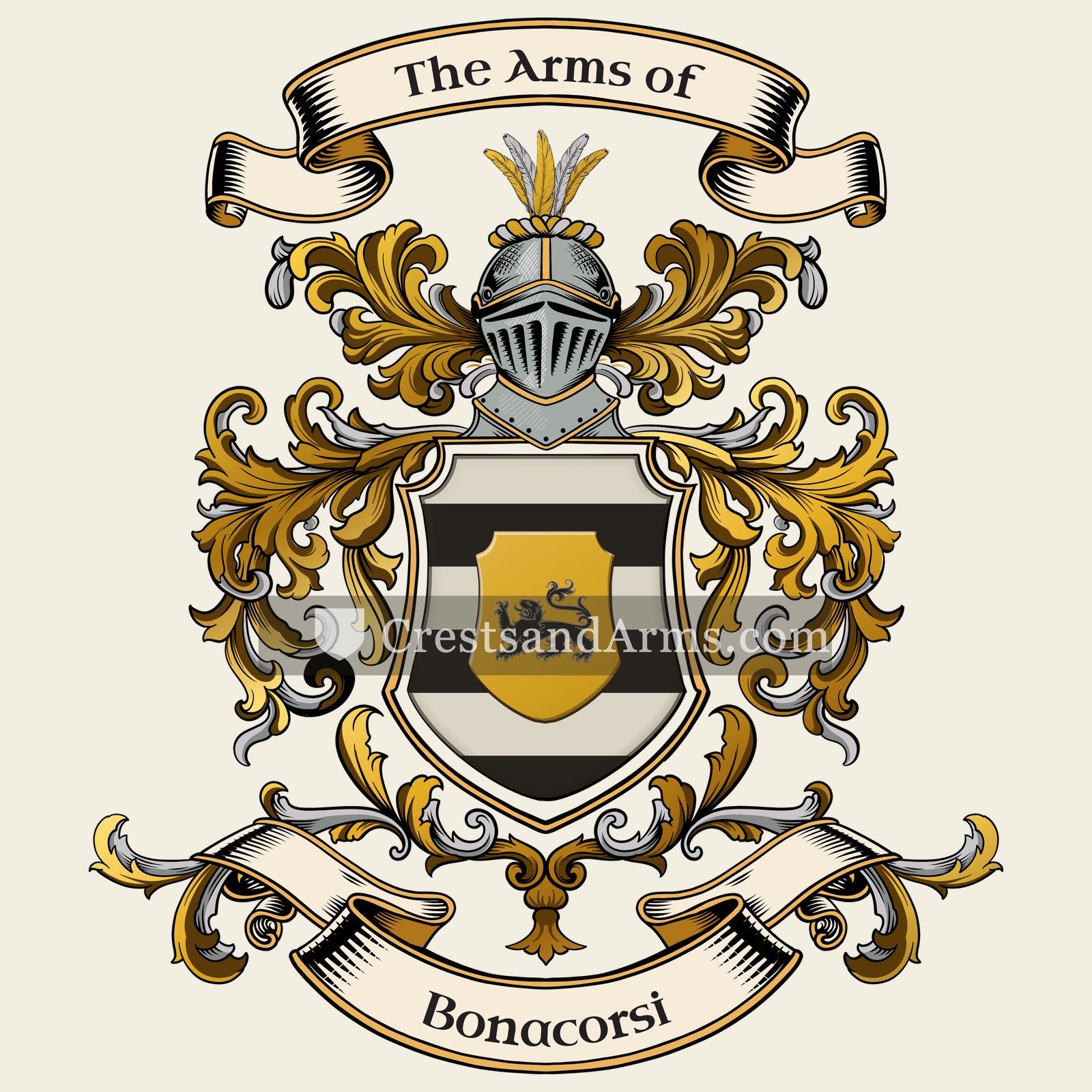 The Bonacorsi coat of arms, drawn from the recorded blazon