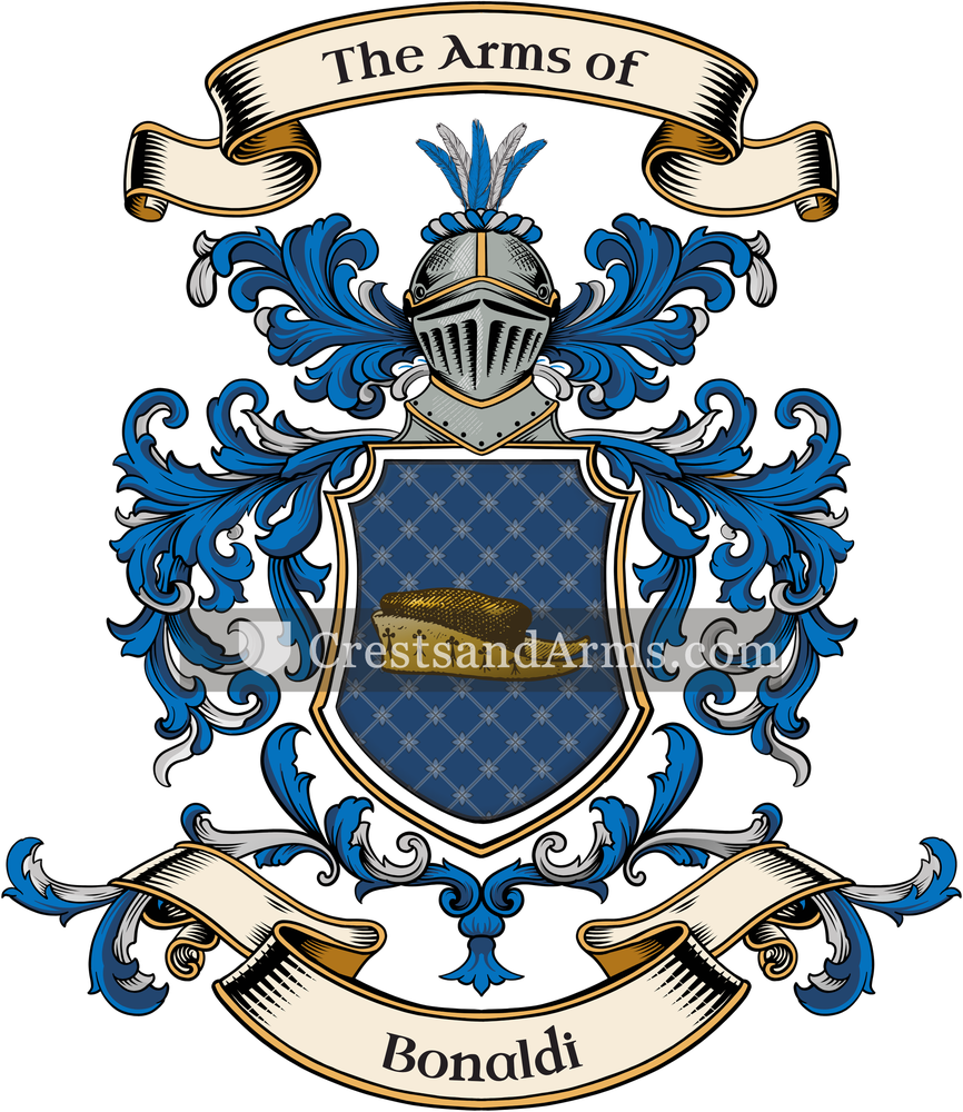 The Bonaldi coat of arms, drawn from the recorded blazon