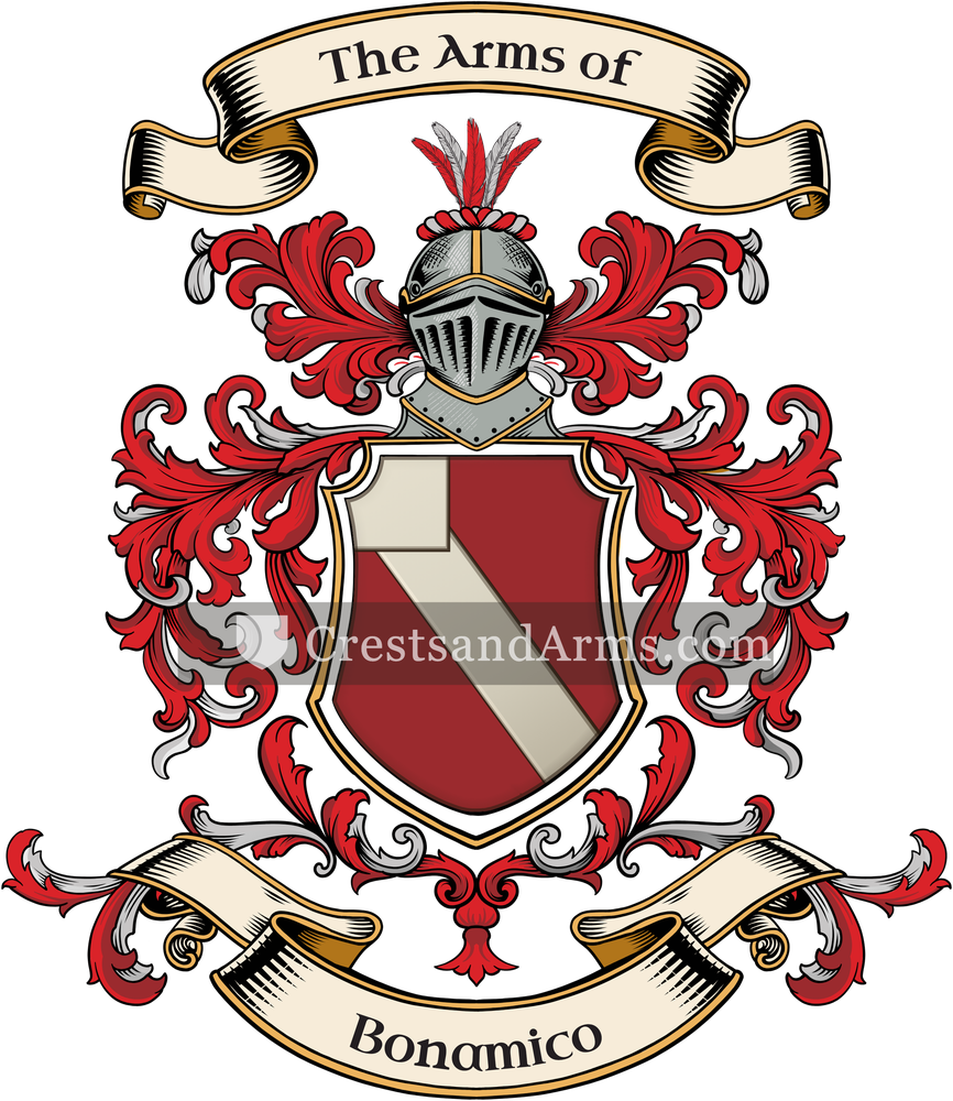 The Bonamico coat of arms, drawn from the recorded blazon
