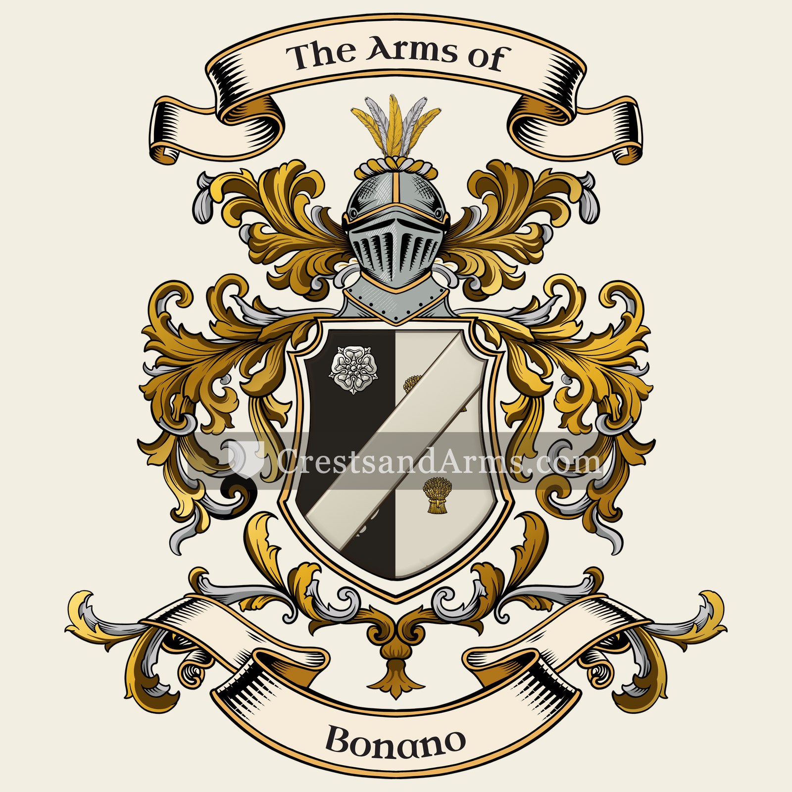 The Bonano coat of arms, drawn from the recorded blazon