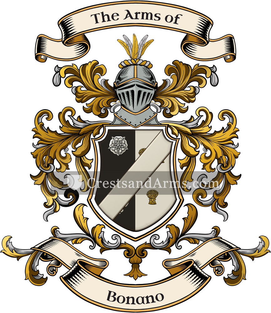 The Bonano coat of arms, drawn from the recorded blazon