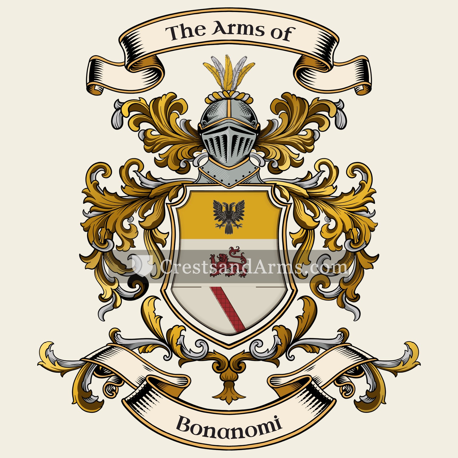 The Bonanomi coat of arms, drawn from the recorded blazon