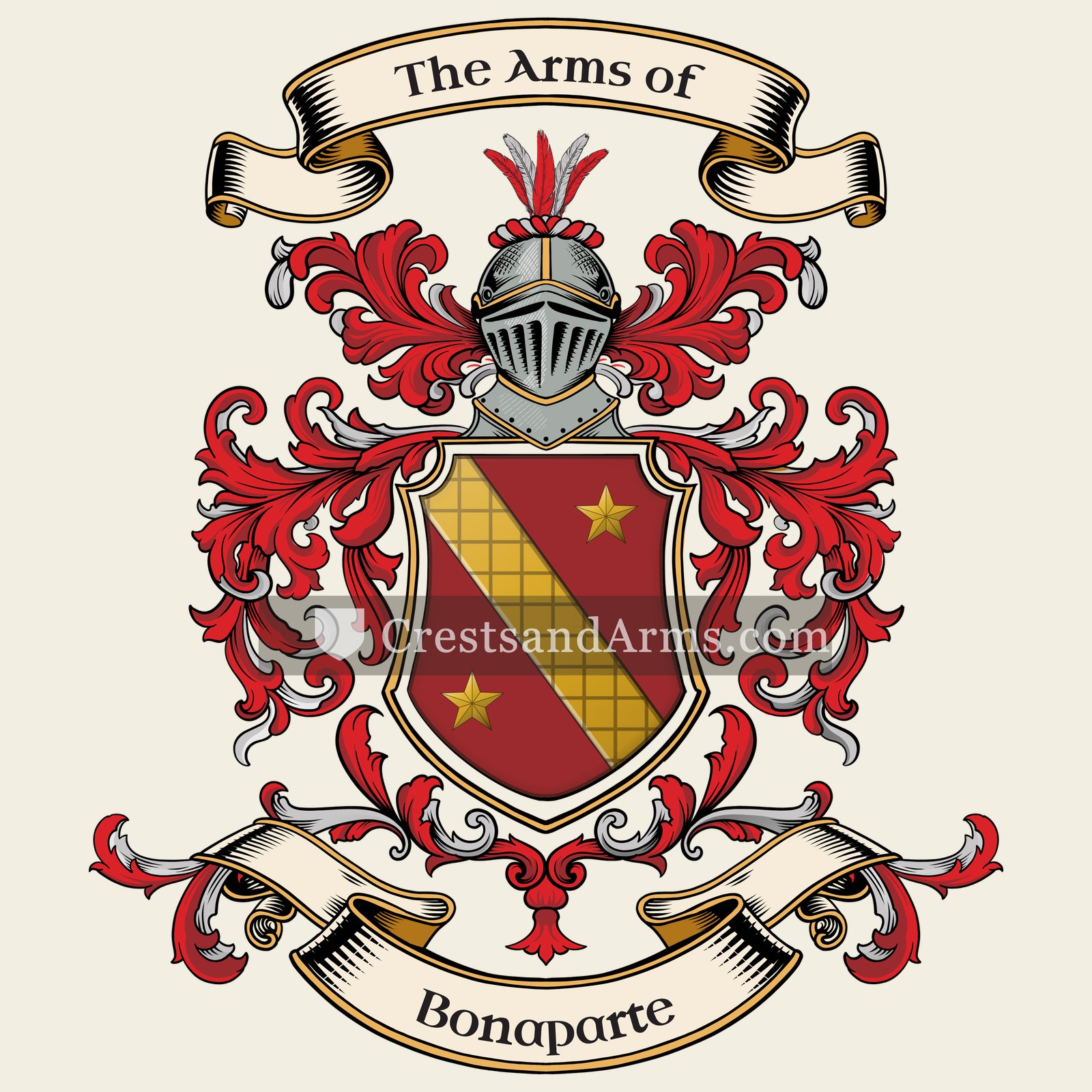 The Bonaparte coat of arms, drawn from the recorded blazon