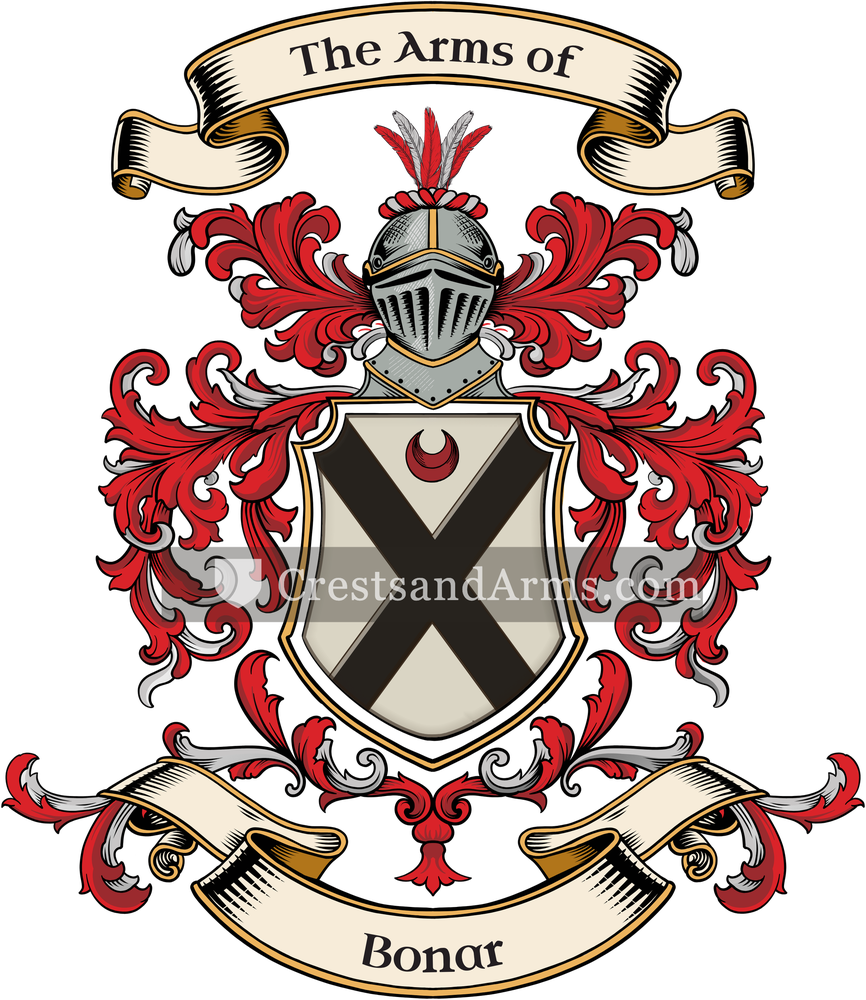 The Bonar coat of arms, drawn from the recorded blazon