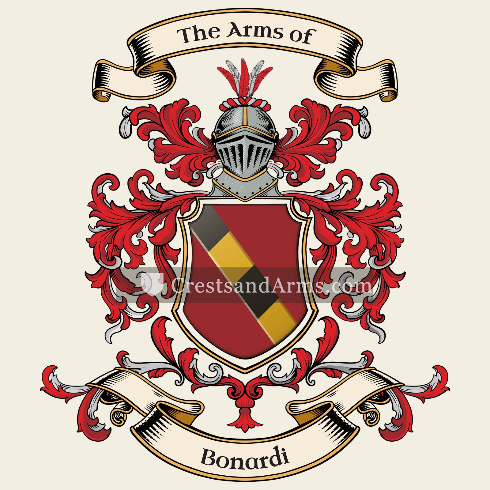 The Bonardi coat of arms, drawn from the recorded blazon