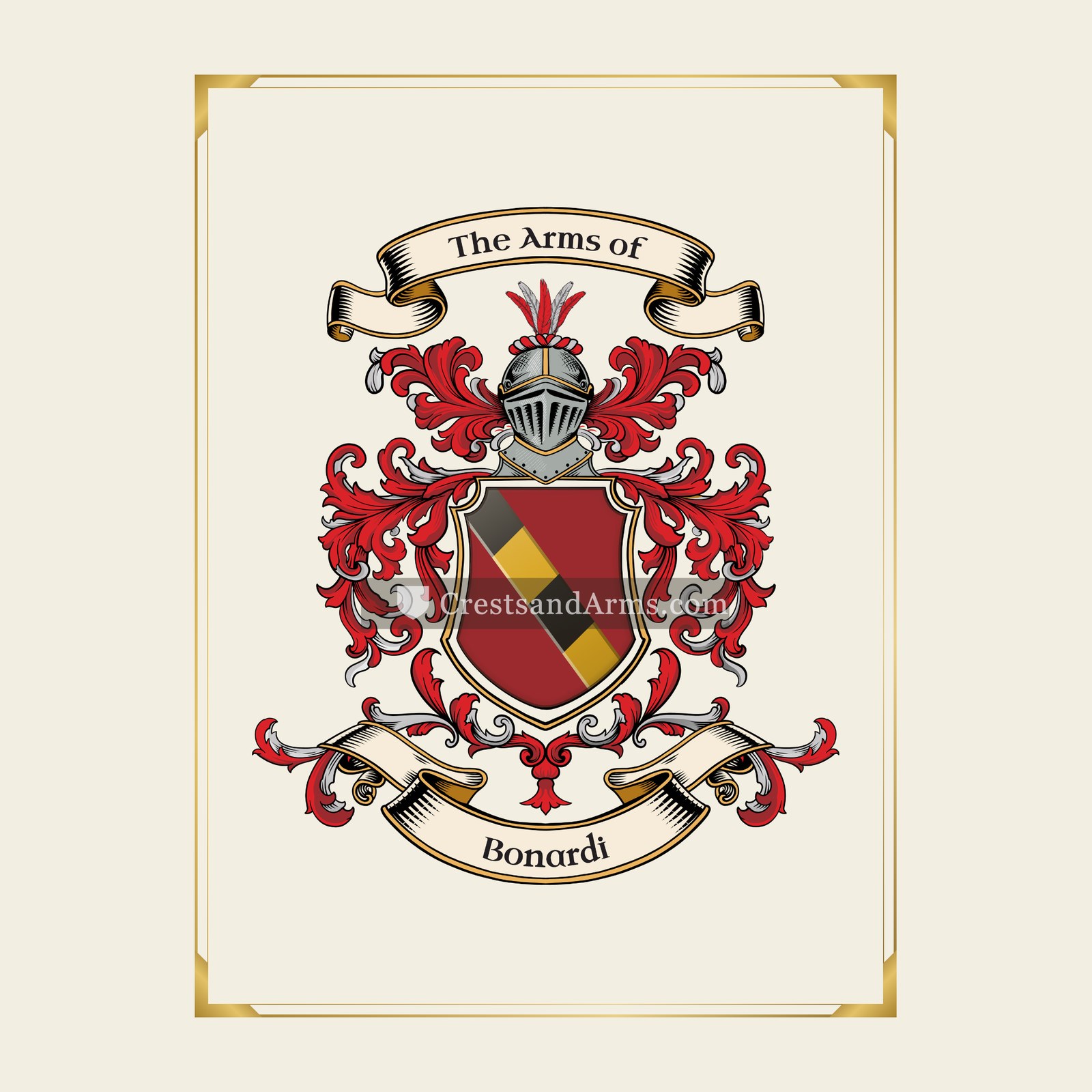 With gold border