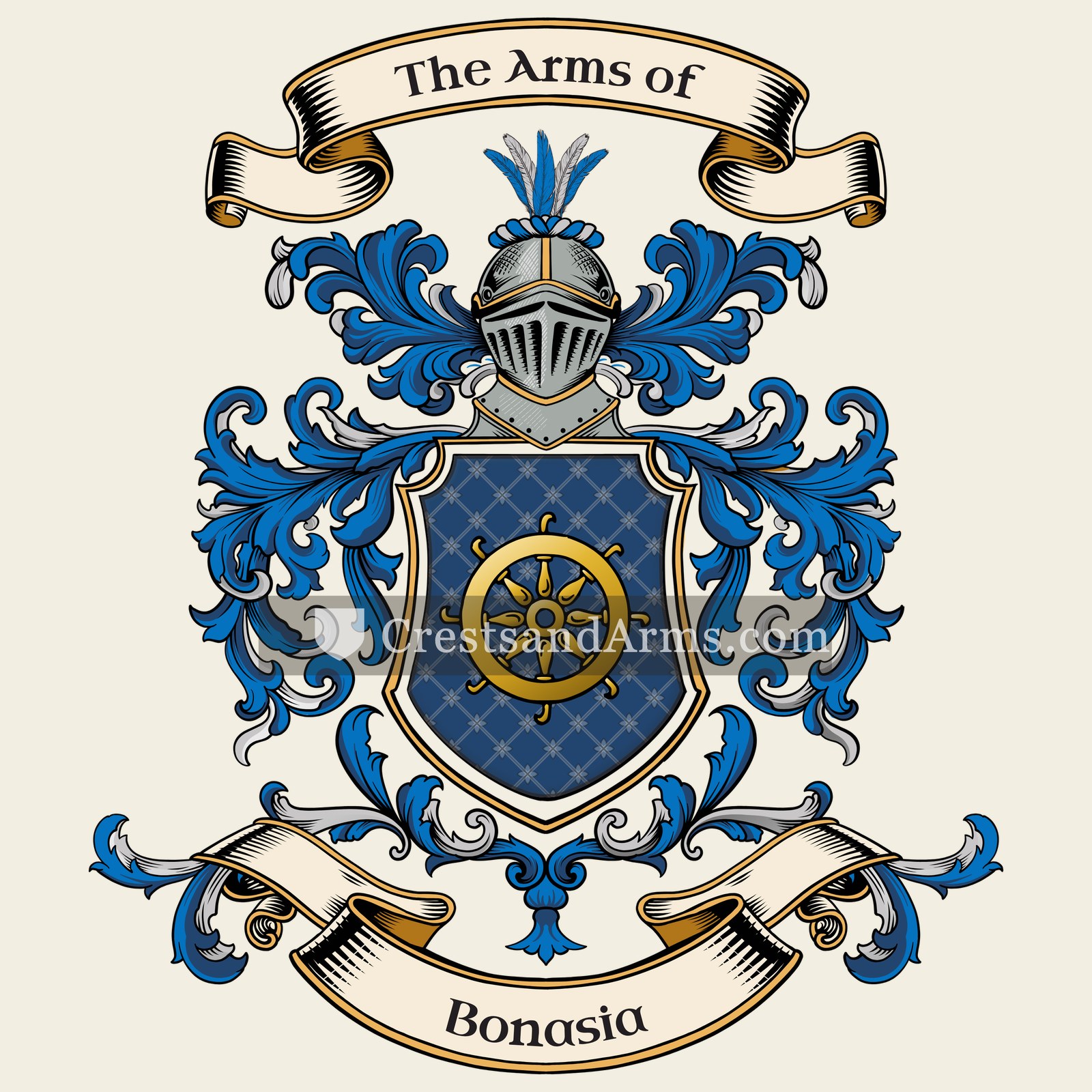 The Bonasia coat of arms, drawn from the recorded blazon