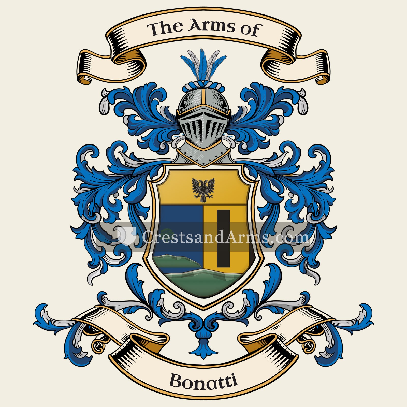 The Bonatti coat of arms, drawn from the recorded blazon