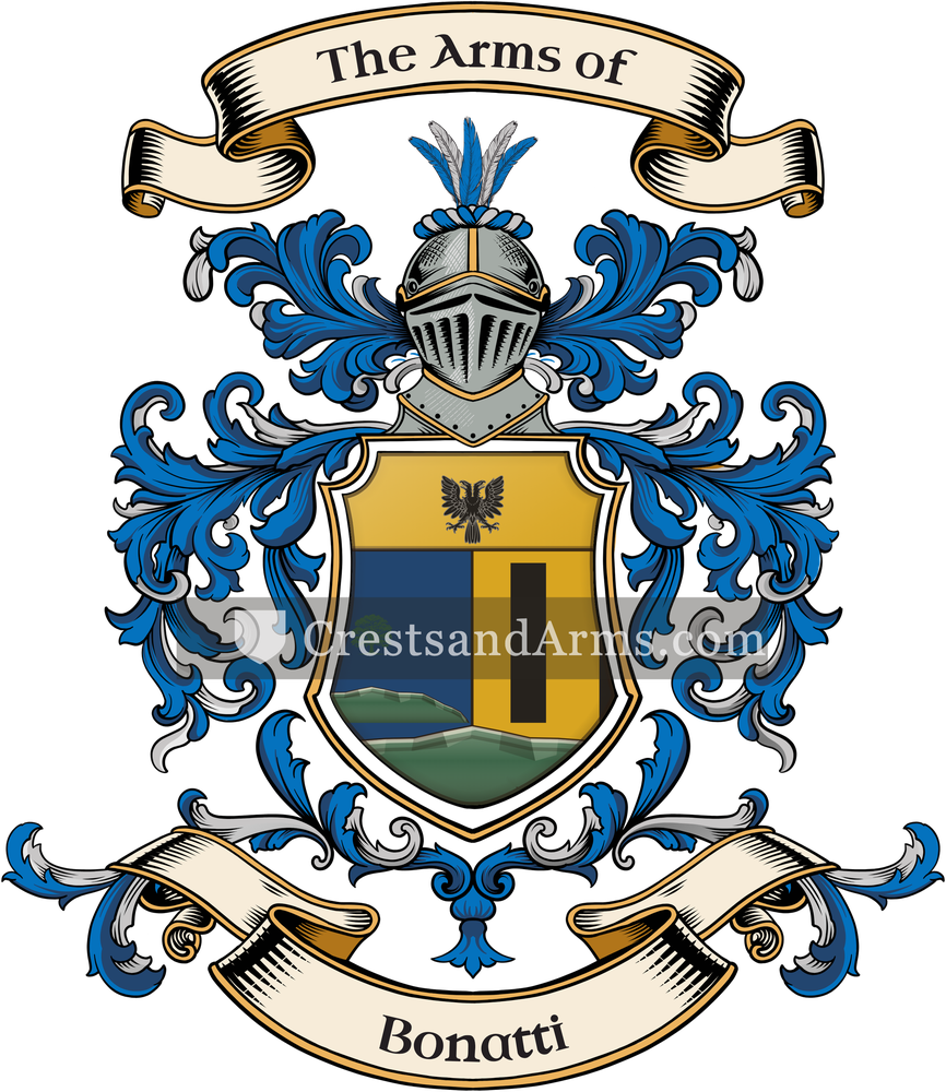 The Bonatti coat of arms, drawn from the recorded blazon