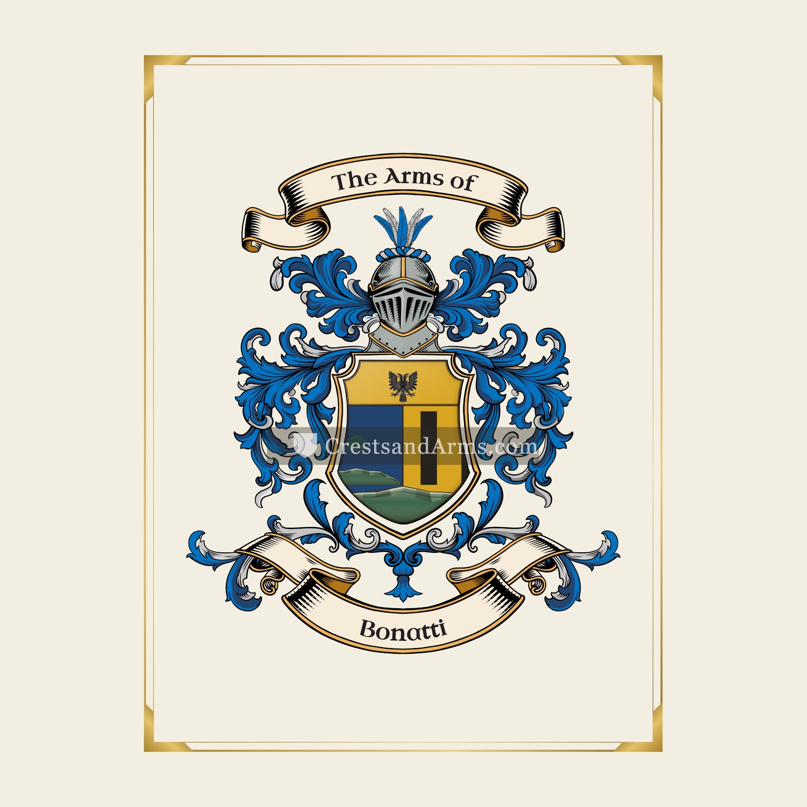 With gold border