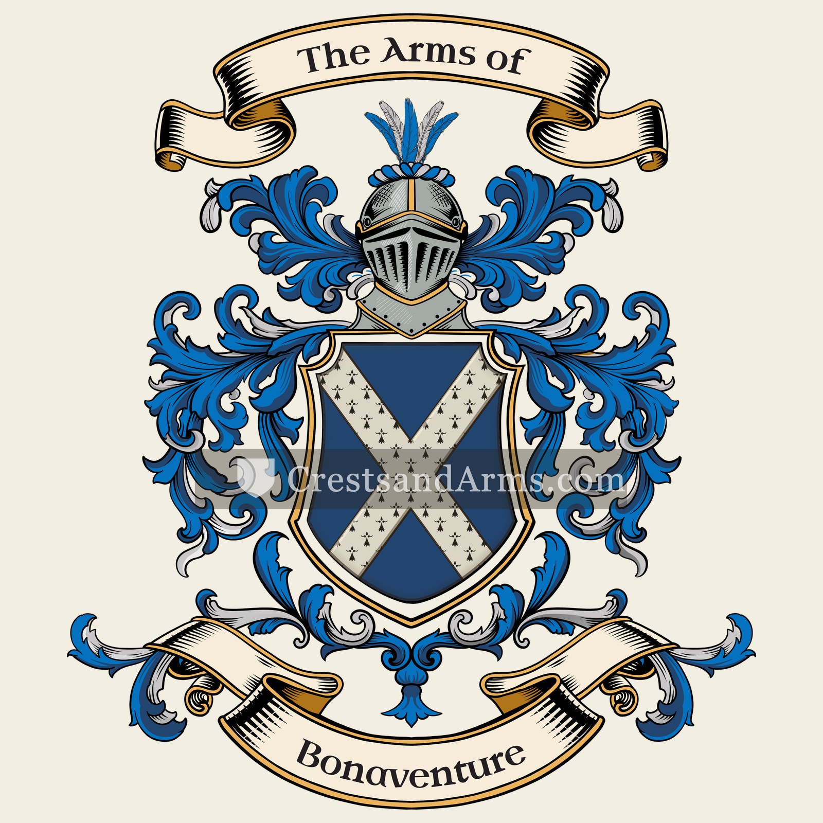 The Bonaventure coat of arms, drawn from the recorded blazon