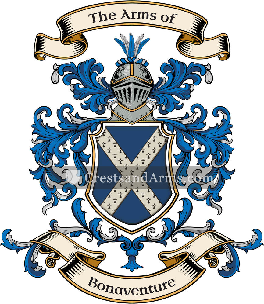 The Bonaventure coat of arms, drawn from the recorded blazon