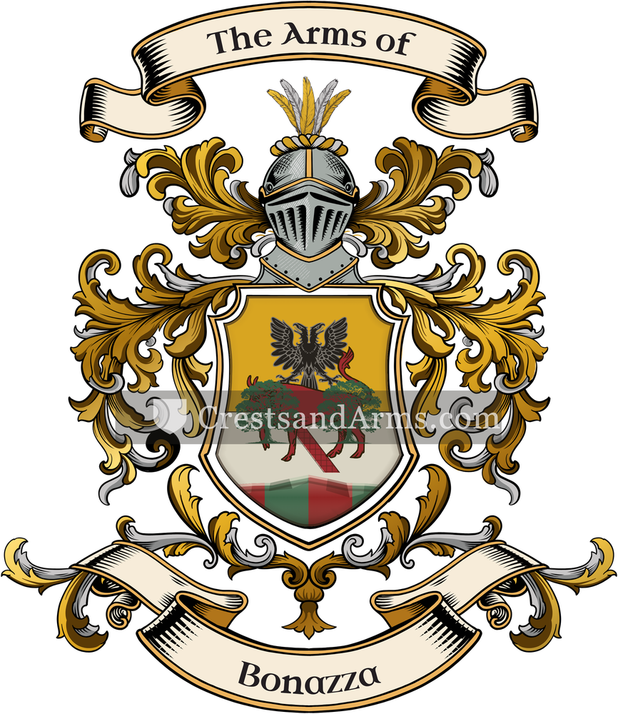 The Bonazza coat of arms, drawn from the recorded blazon