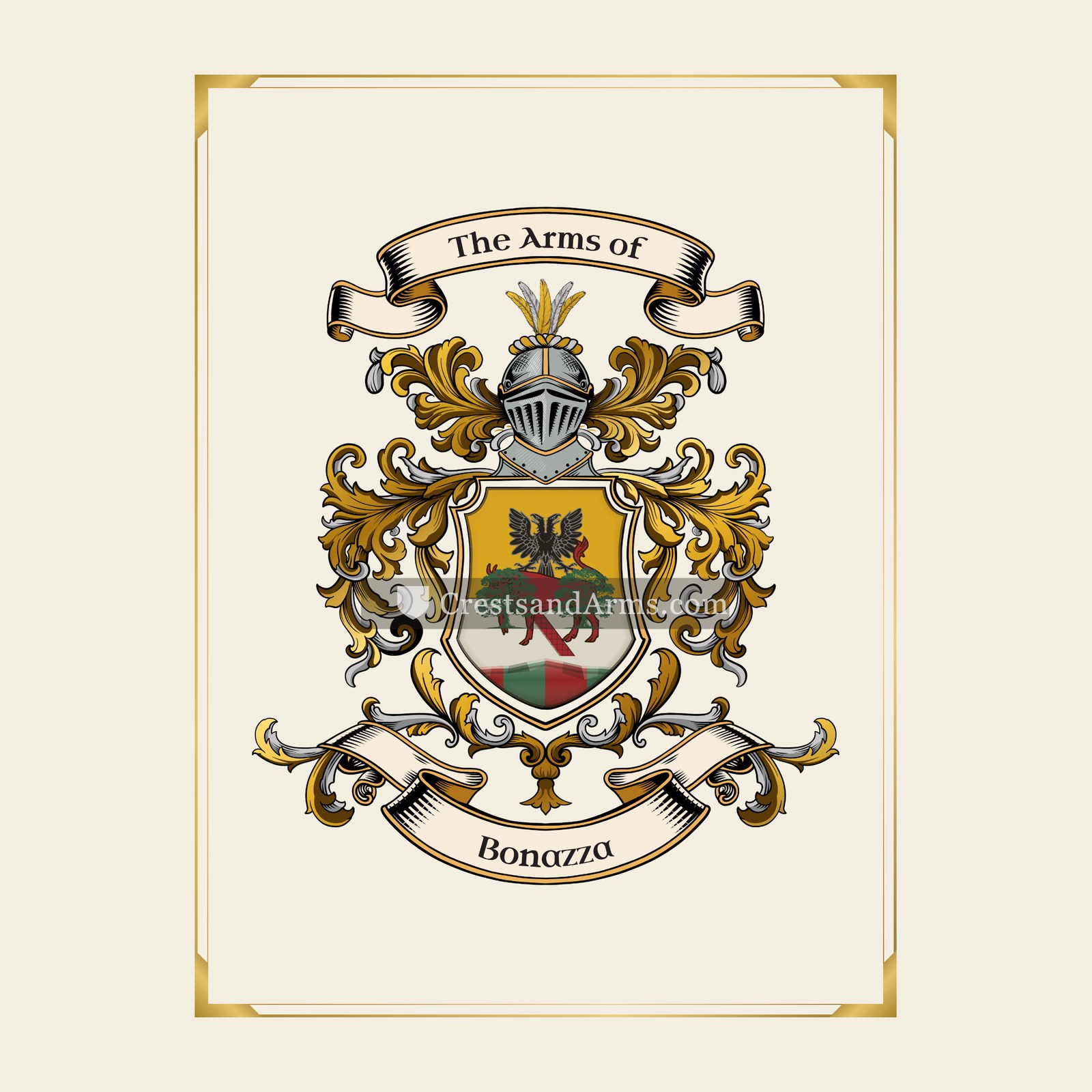 With gold border