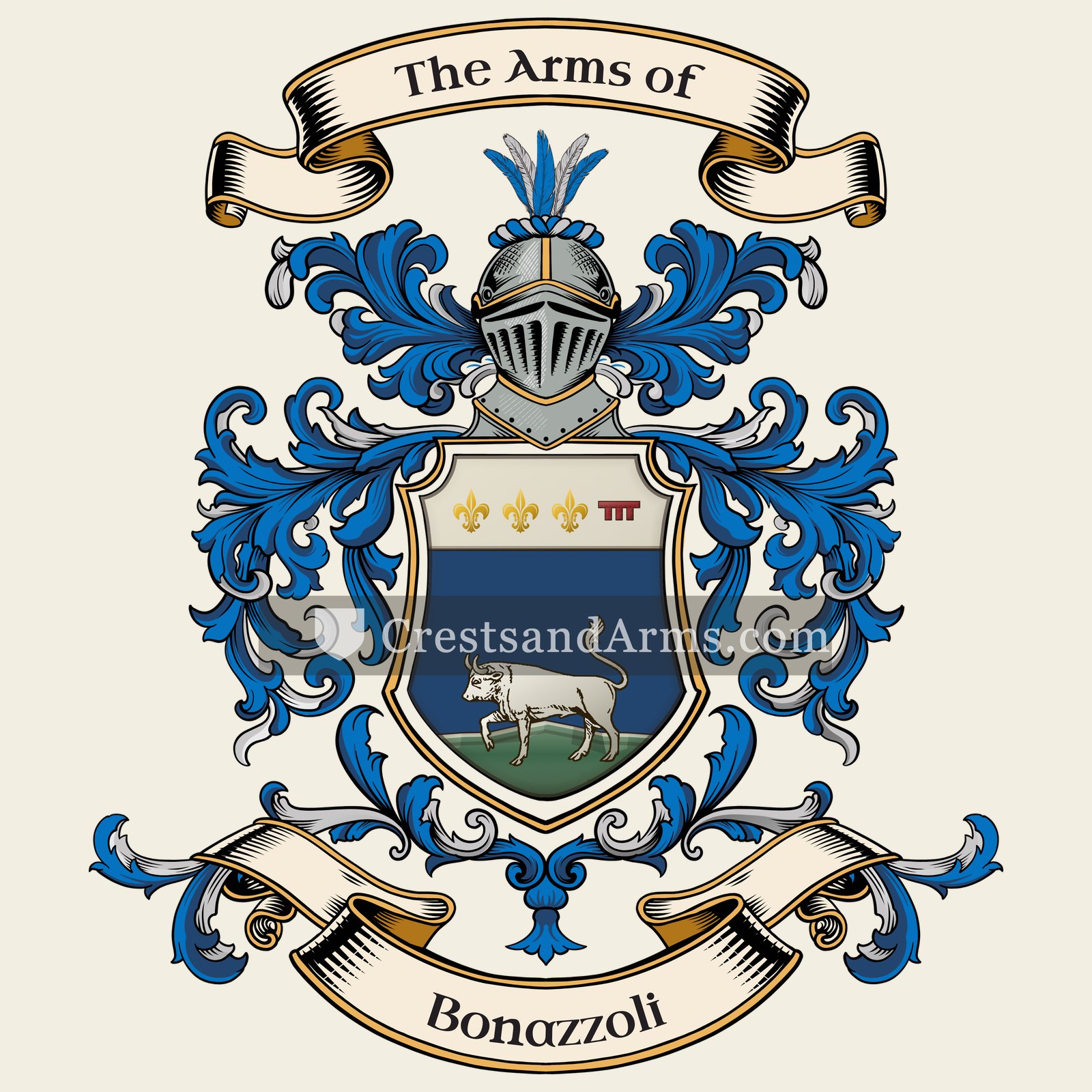 The Bonazzoli coat of arms, drawn from the recorded blazon